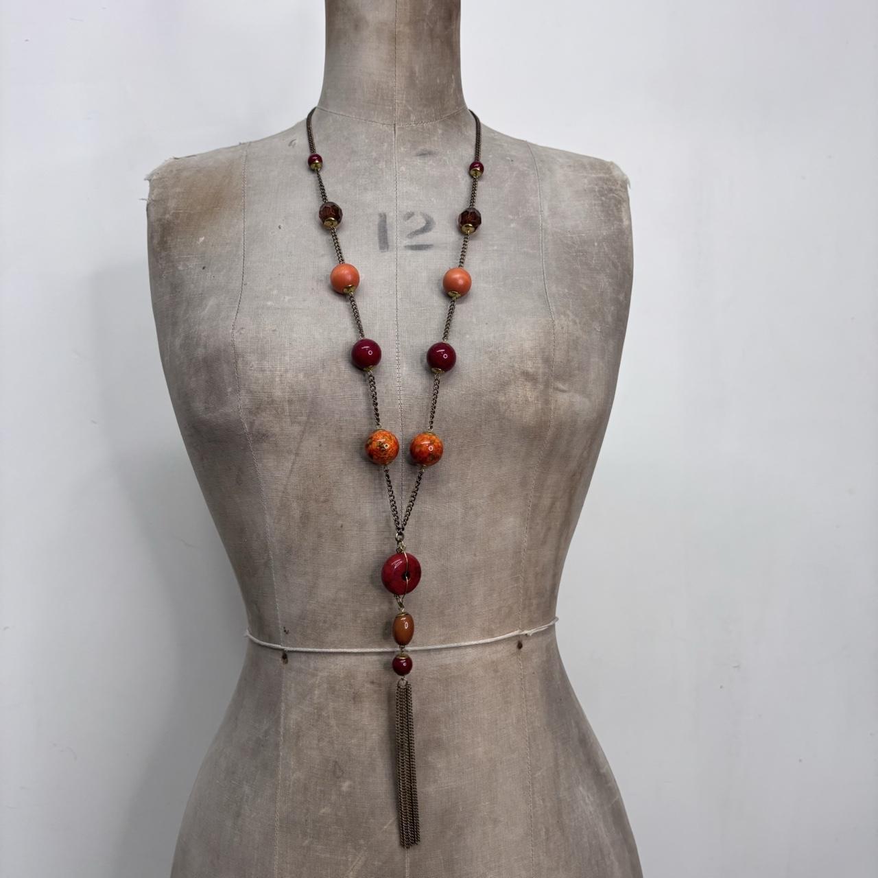 Long chain beaded necklace