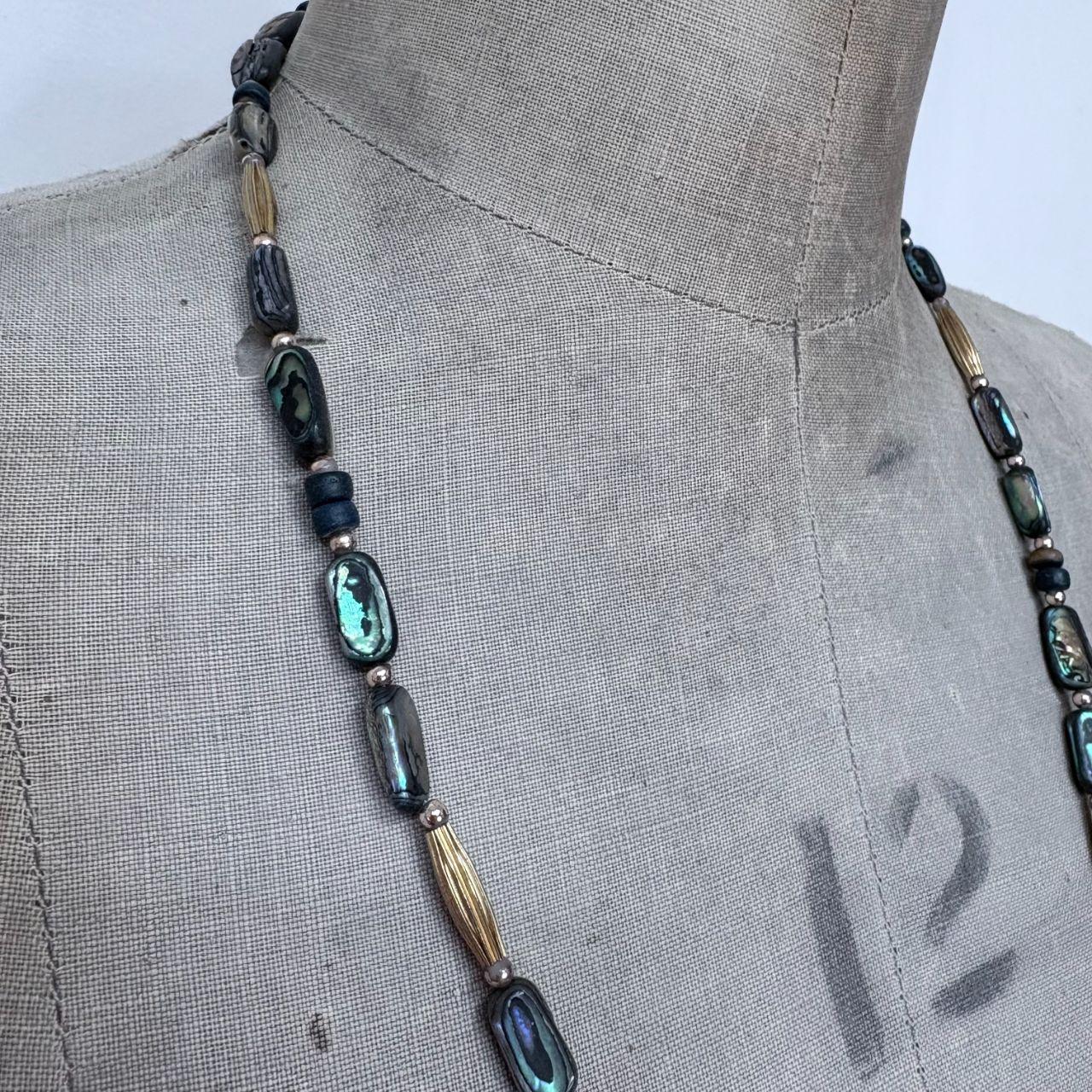 Beaded shell boho necklace