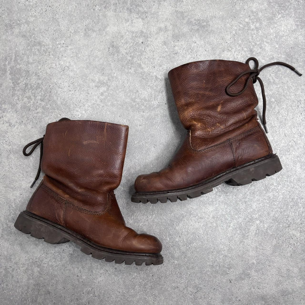 Tan leather studded bow boots