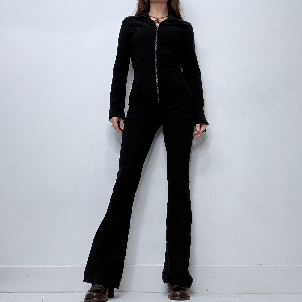 Black flared fitted black jumpsuit