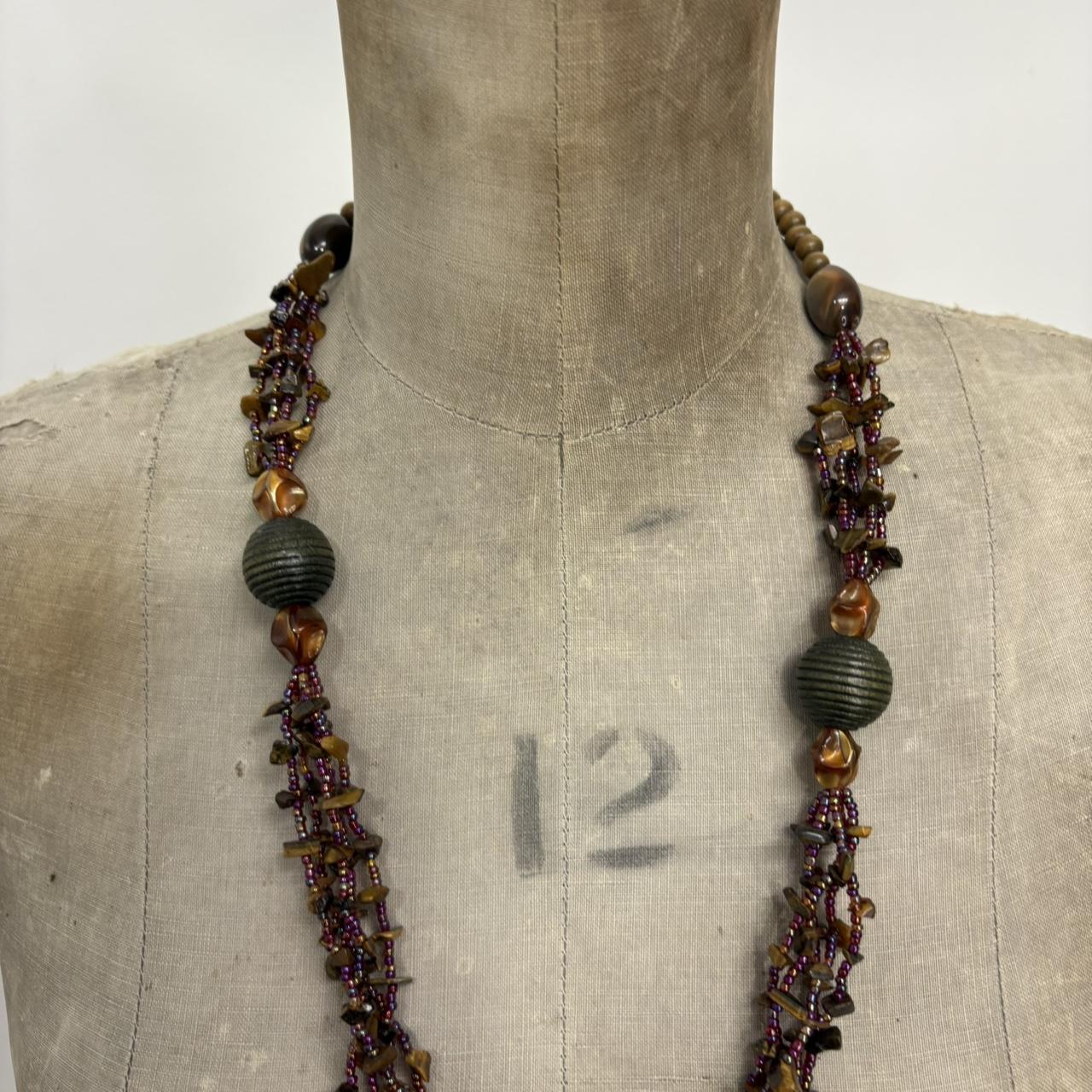 Long layered beaded gem necklace