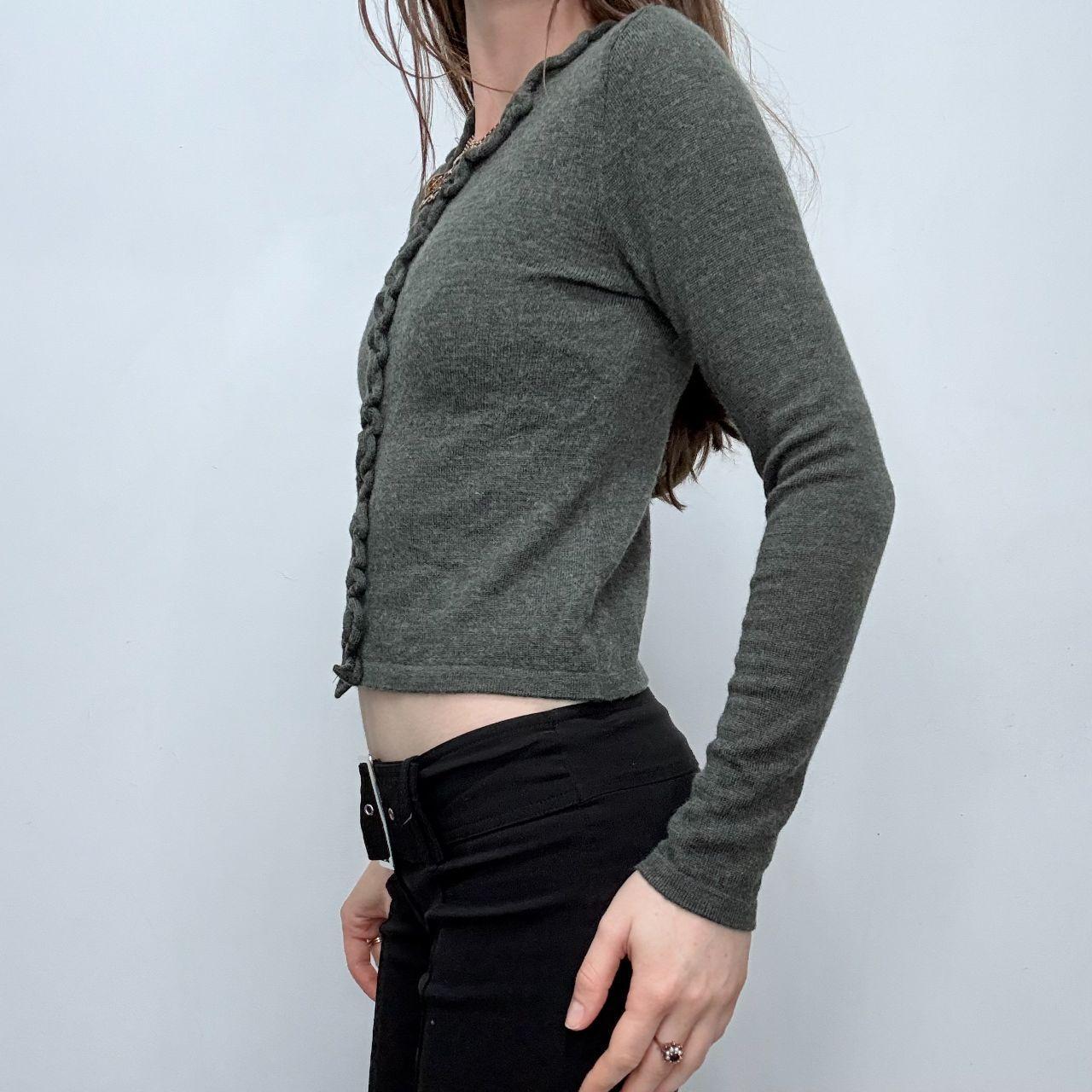 Grey cropped ruffle jumper
