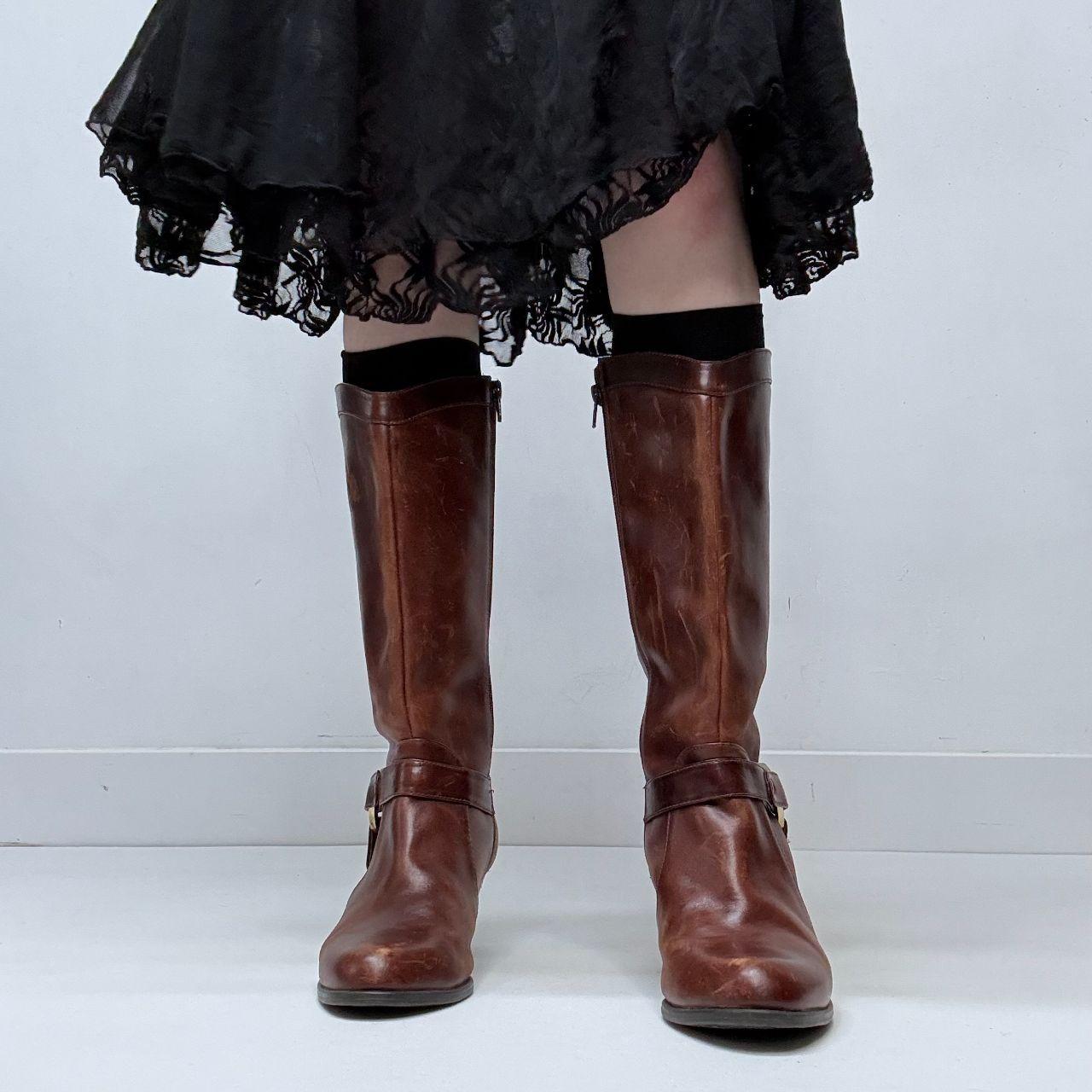 Brown leather western boots