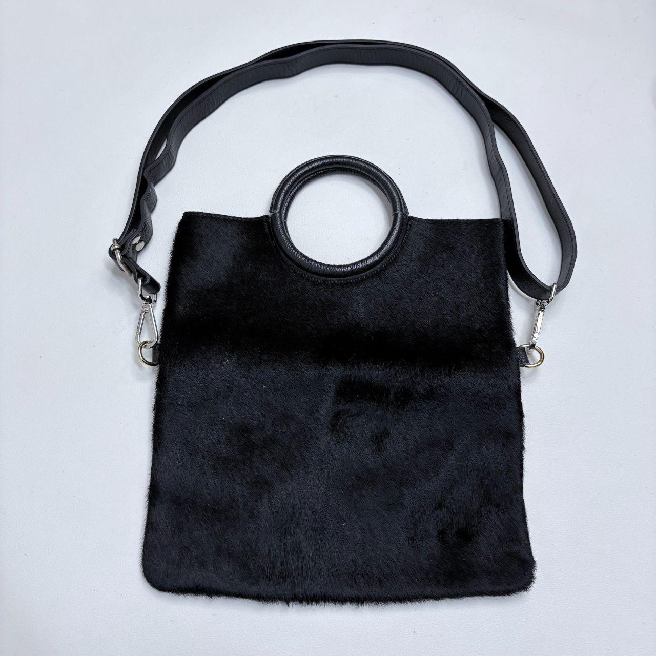Black cowhide leather mini bag