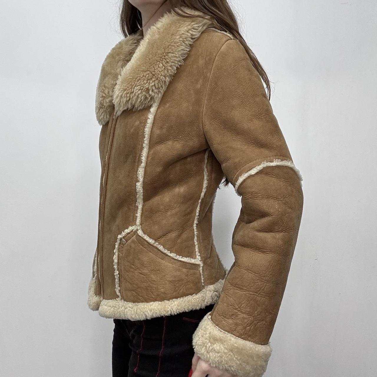 Tan suede sheepskin coat