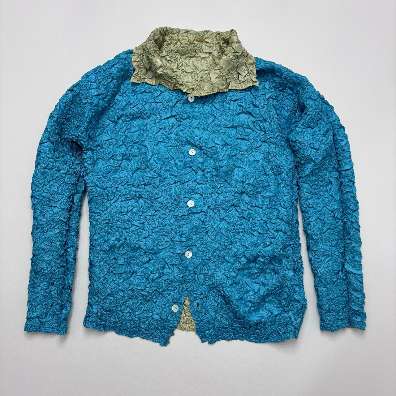 Crinkled reversible button-up shirt