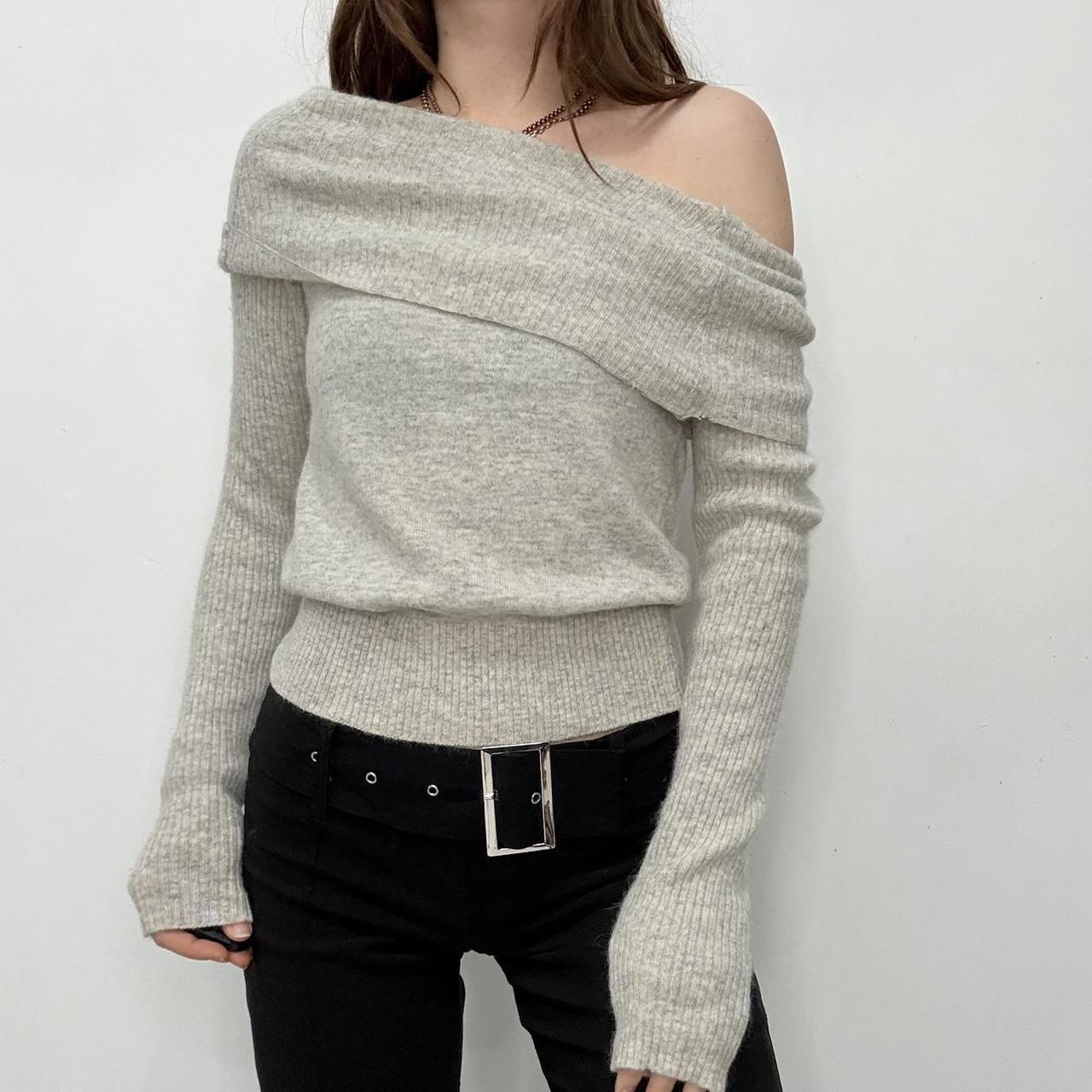 Grey off the shoulder slouchy jumper