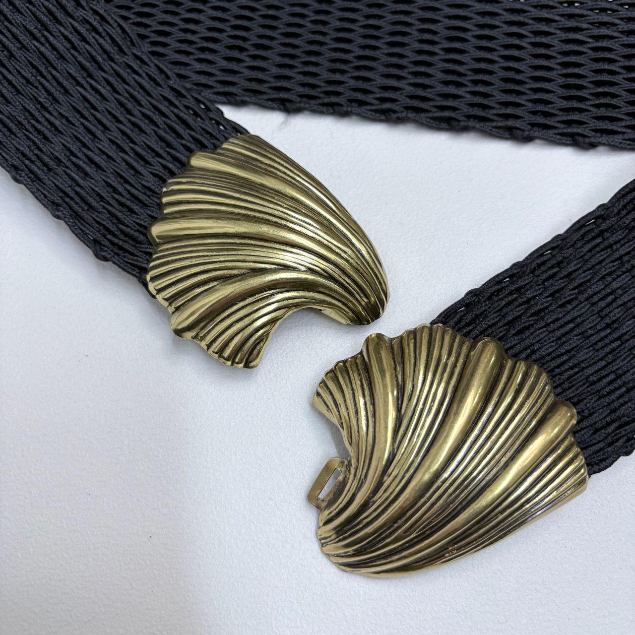 Woven chunky gold metal belt
