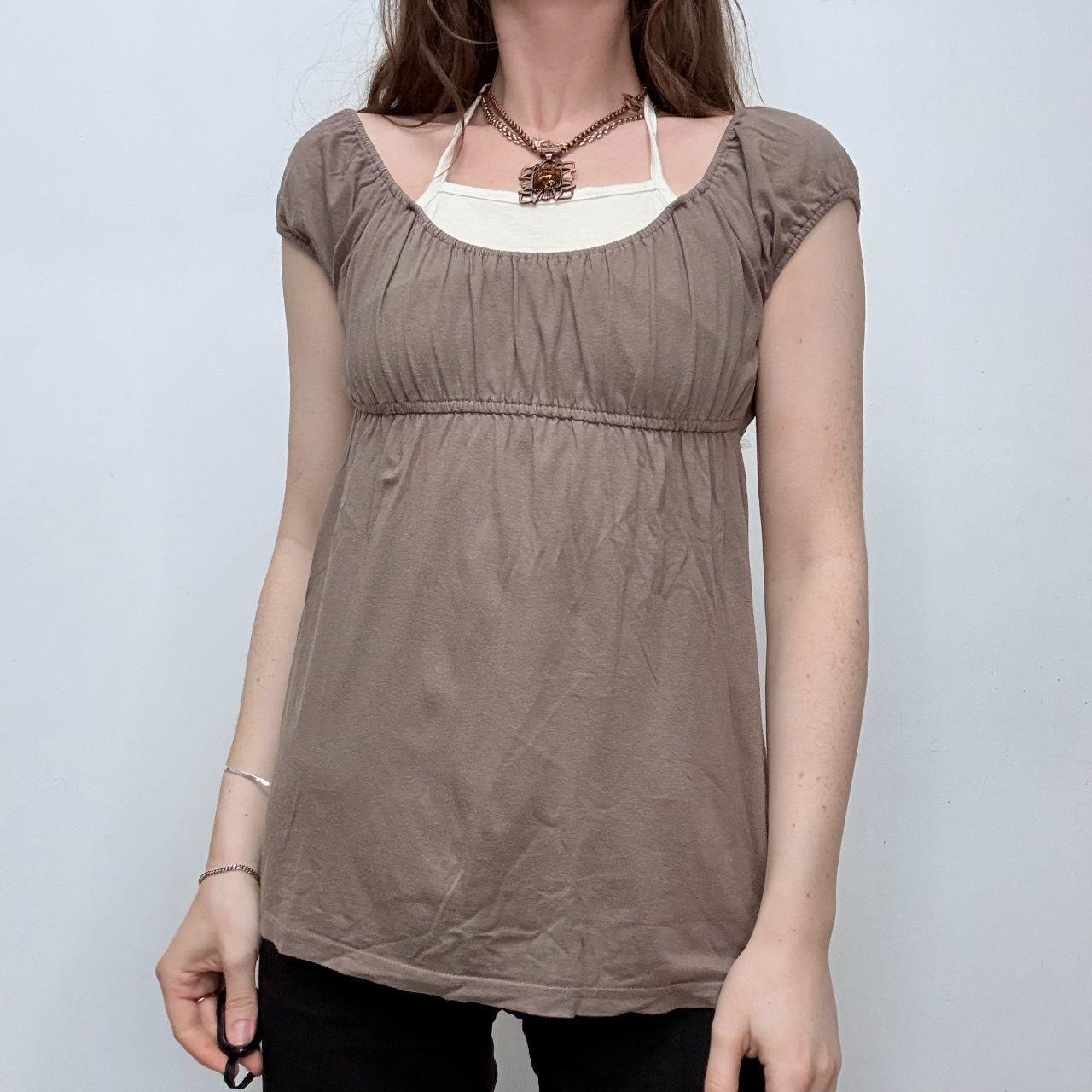 Brown layered flared halter top
