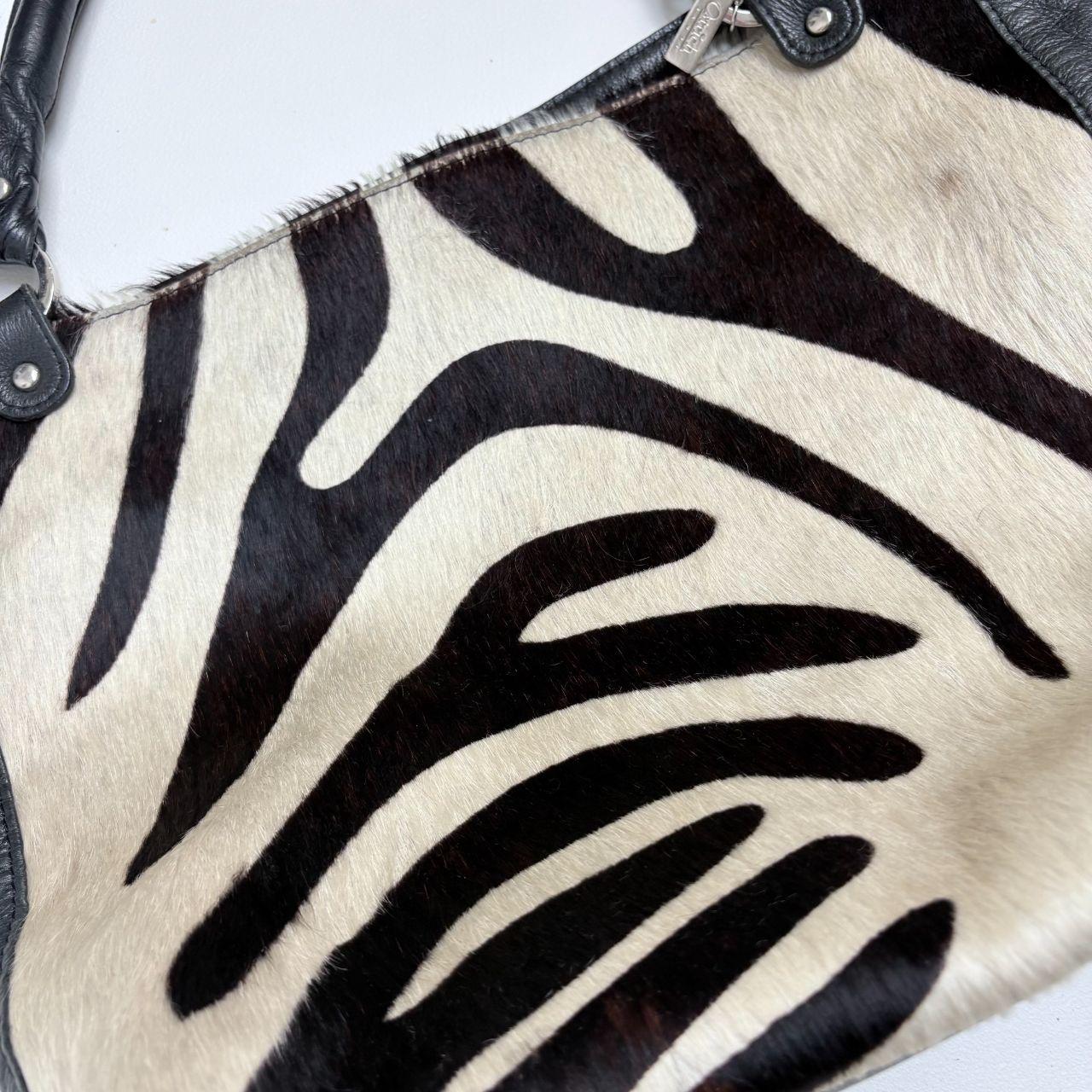 Cowhide pony zebra shoulder bag