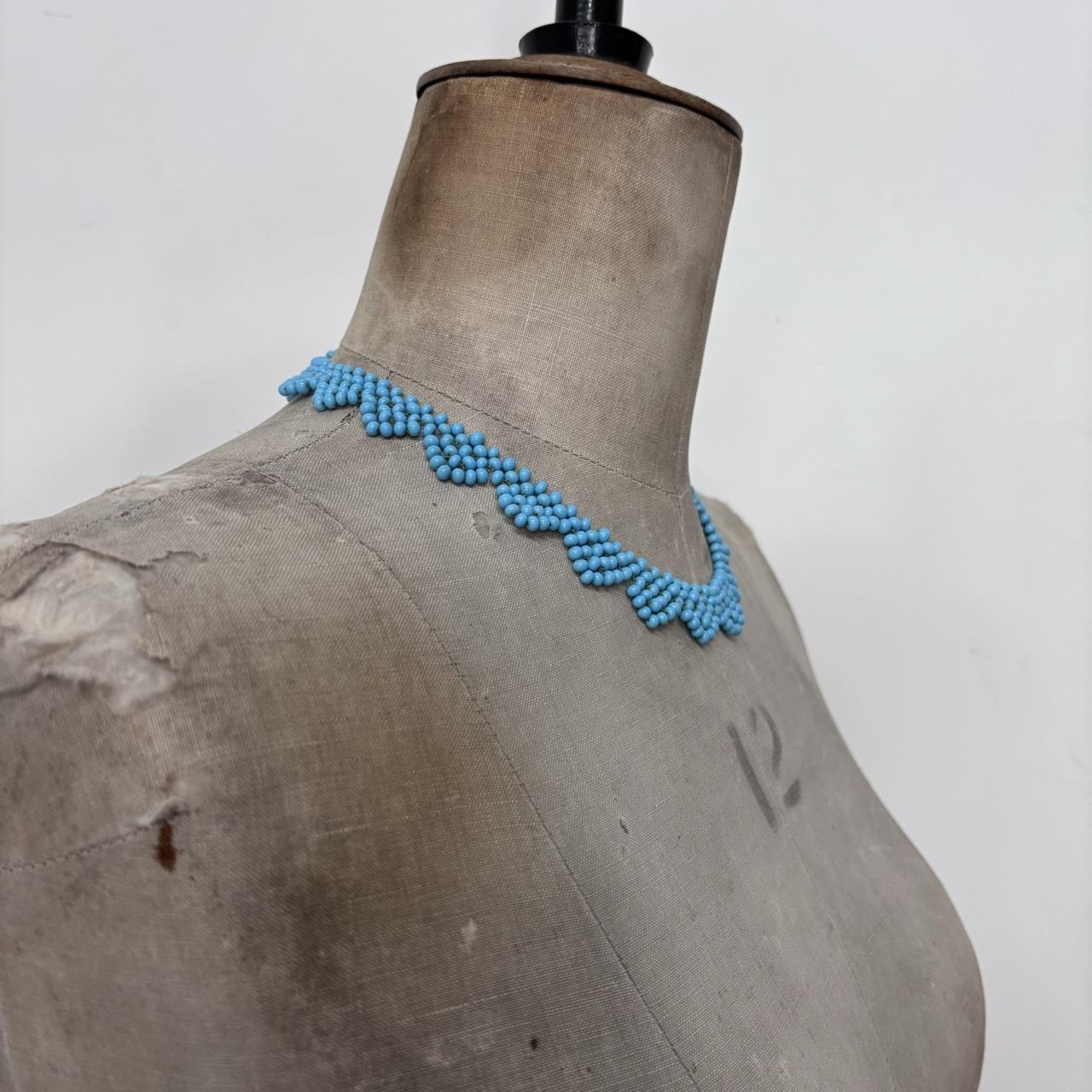 Blue beaded collar necklace