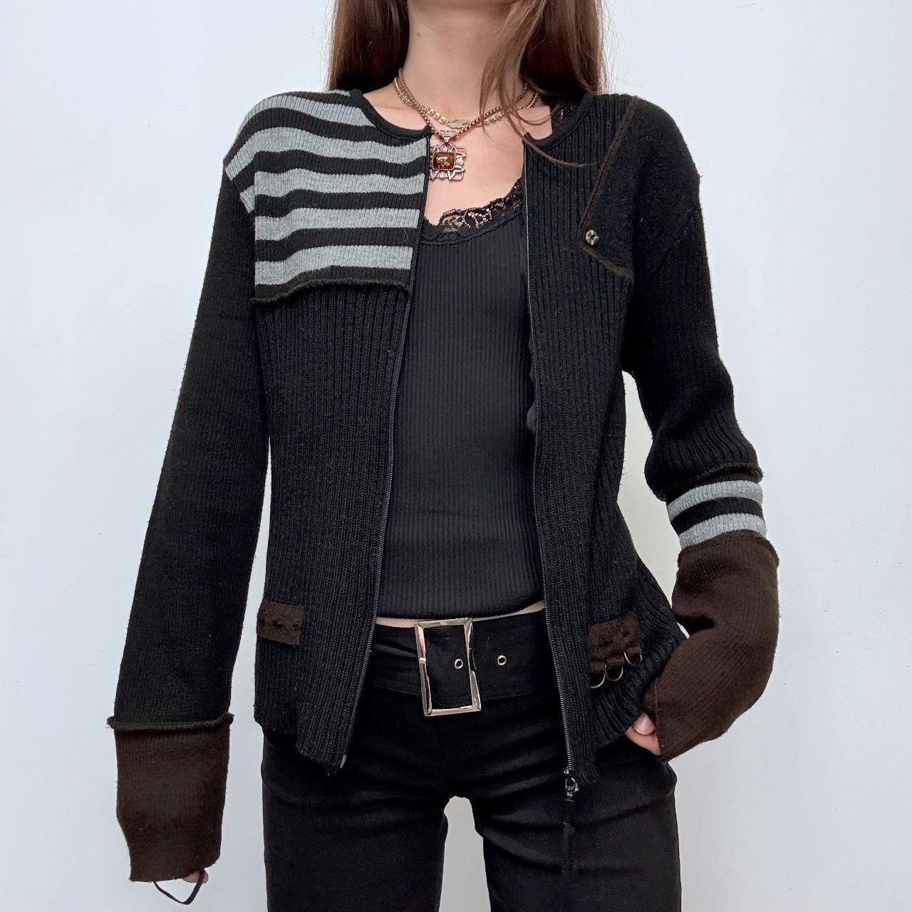 Black ribbed striped grunge cardigan