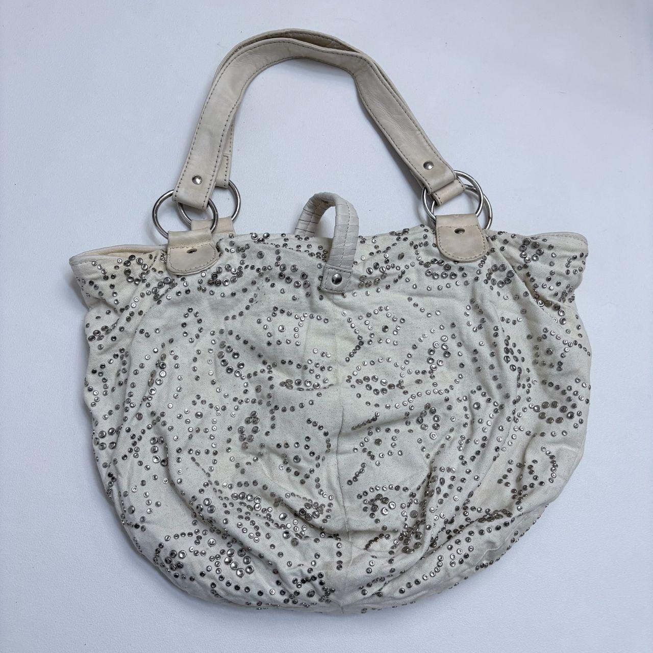 Cream studded slouchy hobo bag