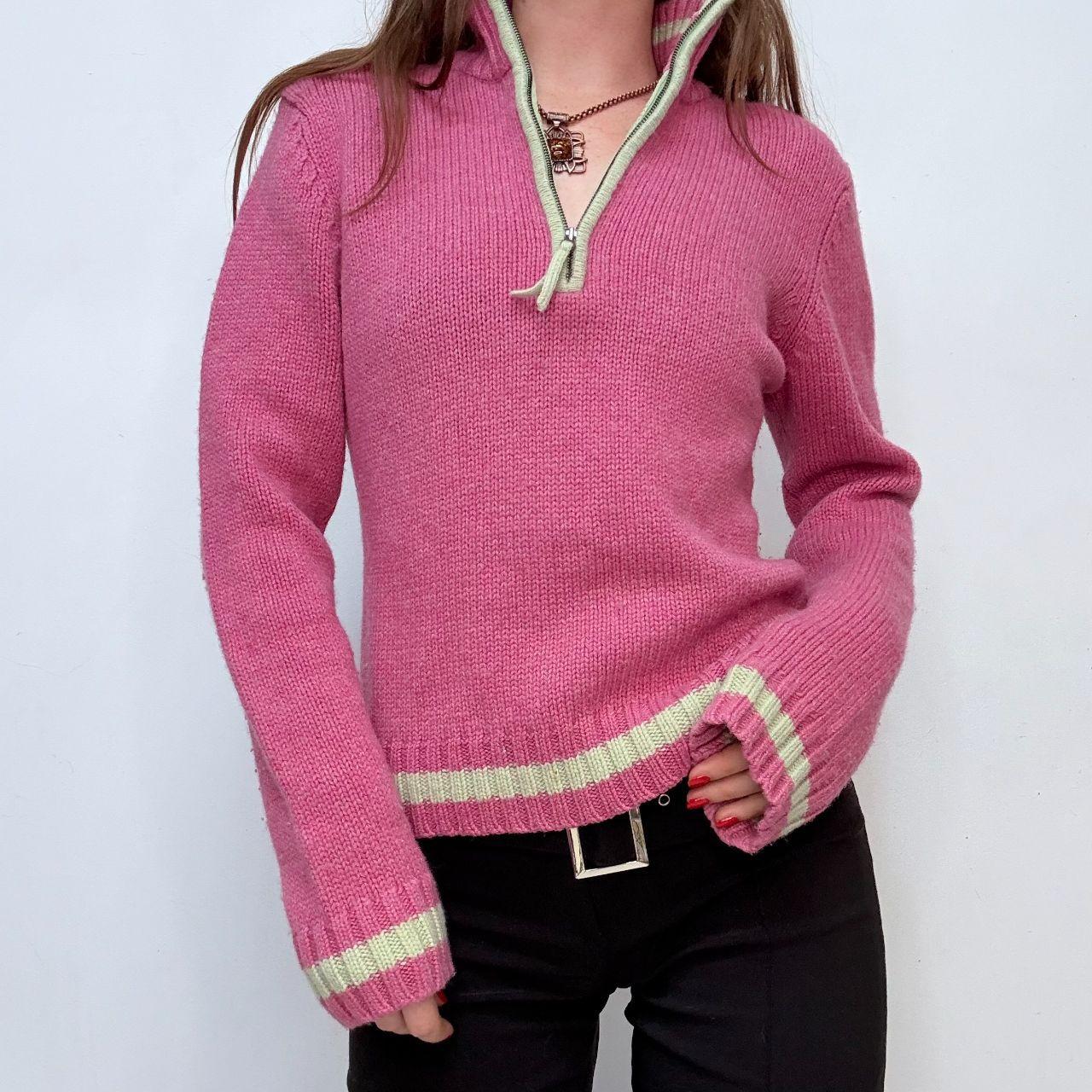 Pink wool knitted preppy jumper