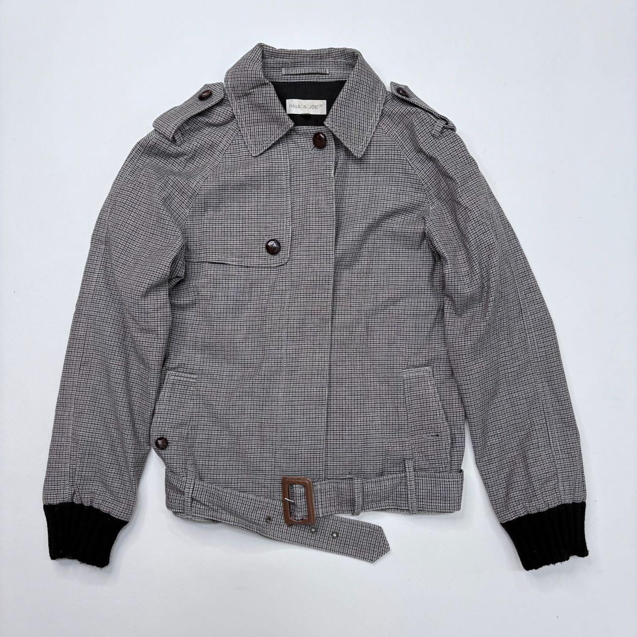 Grey tweed belted bomber trech coat