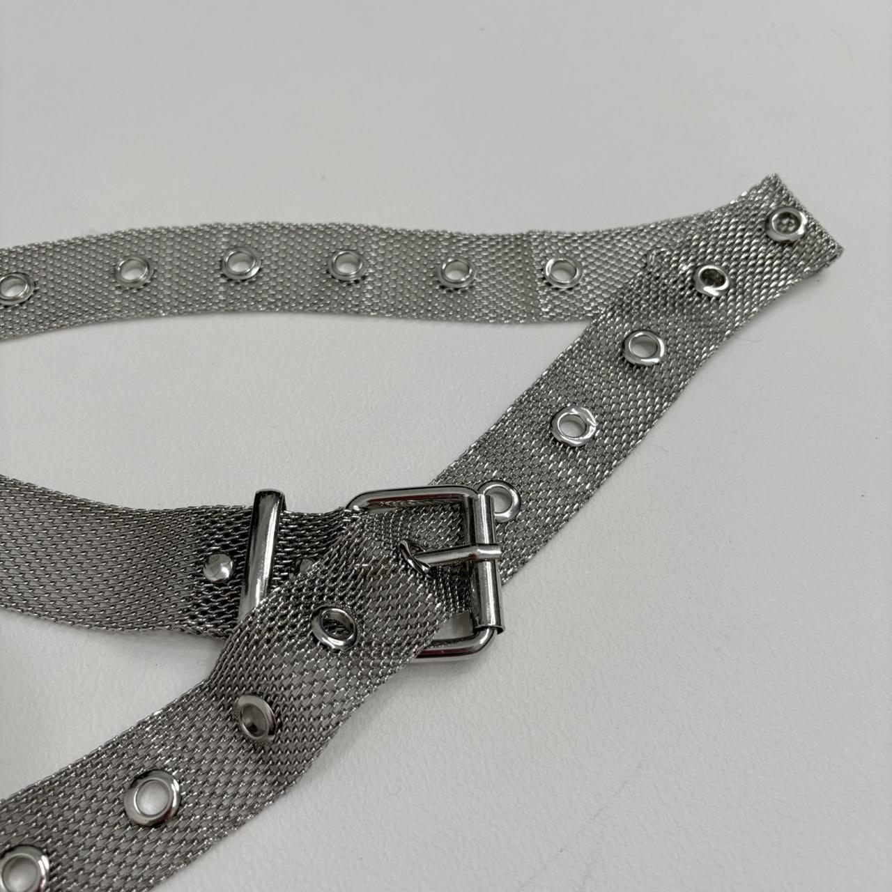 Silver chain metal belt