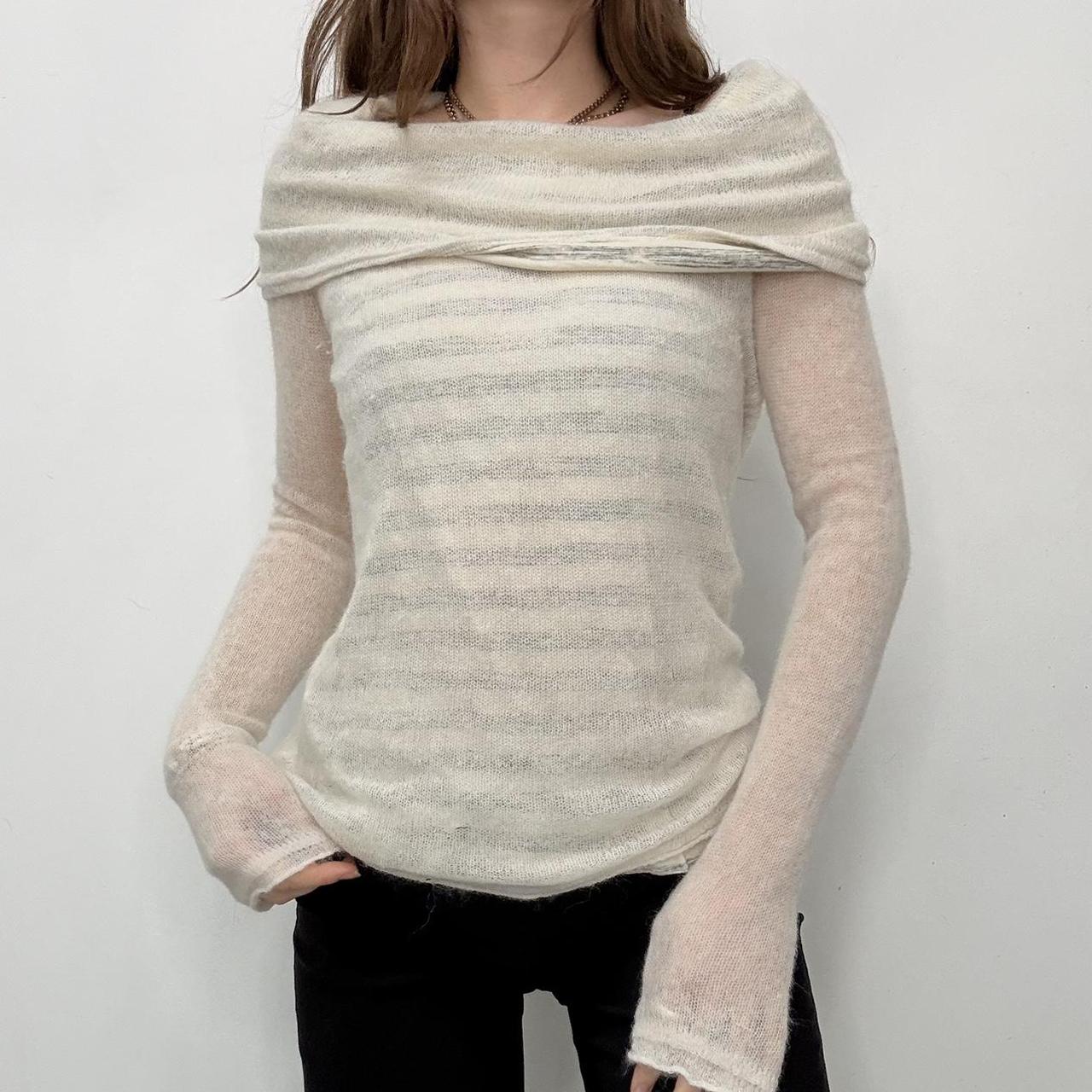 Sheer mohair slouchy neck jumper