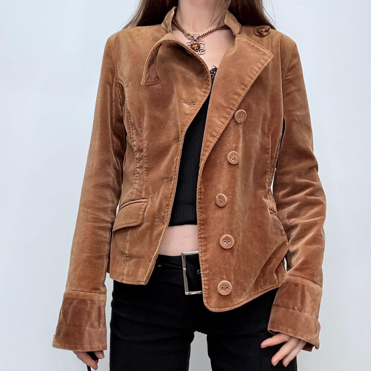 Asymmetric velvet button up flared jacket