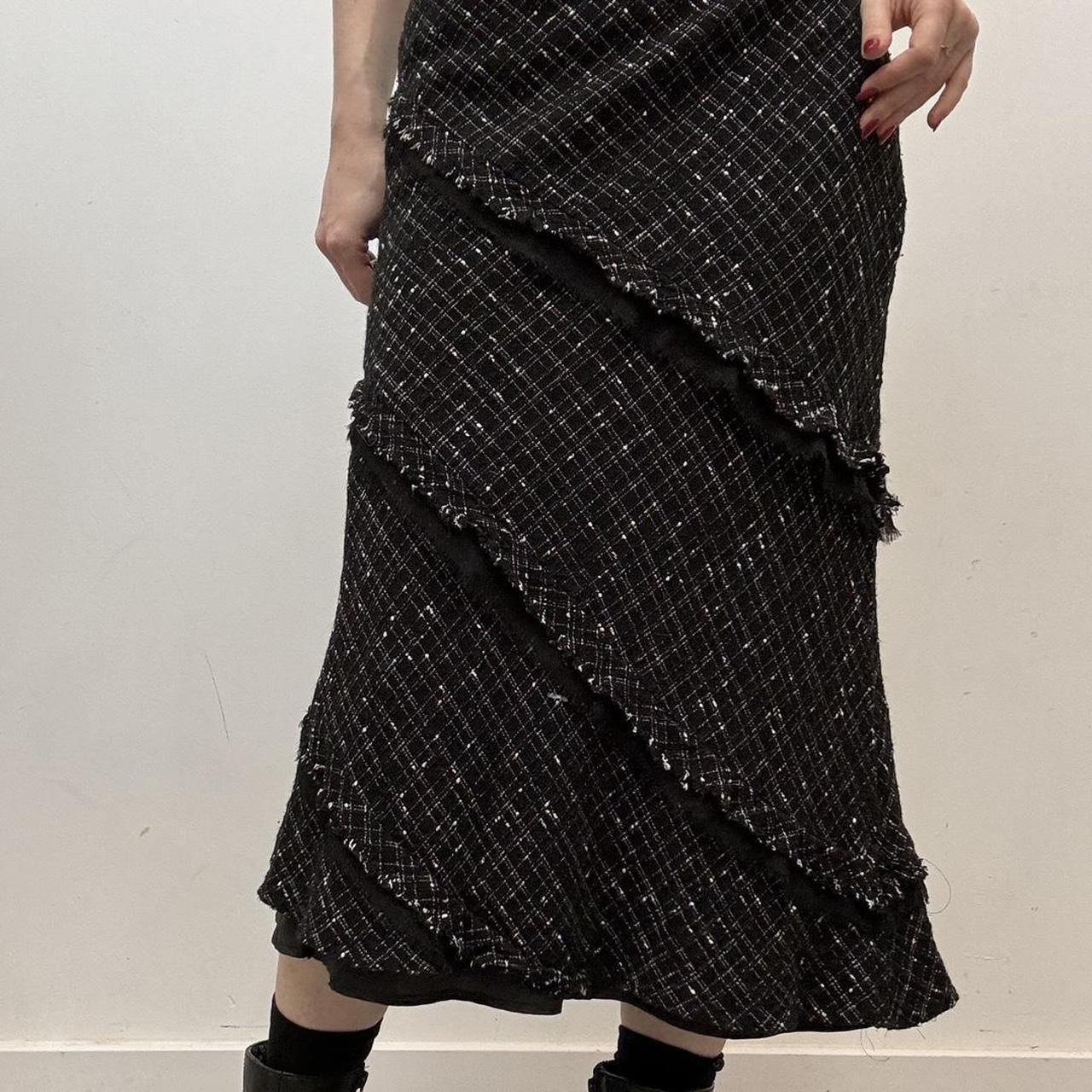 Black distressed tartan skirt