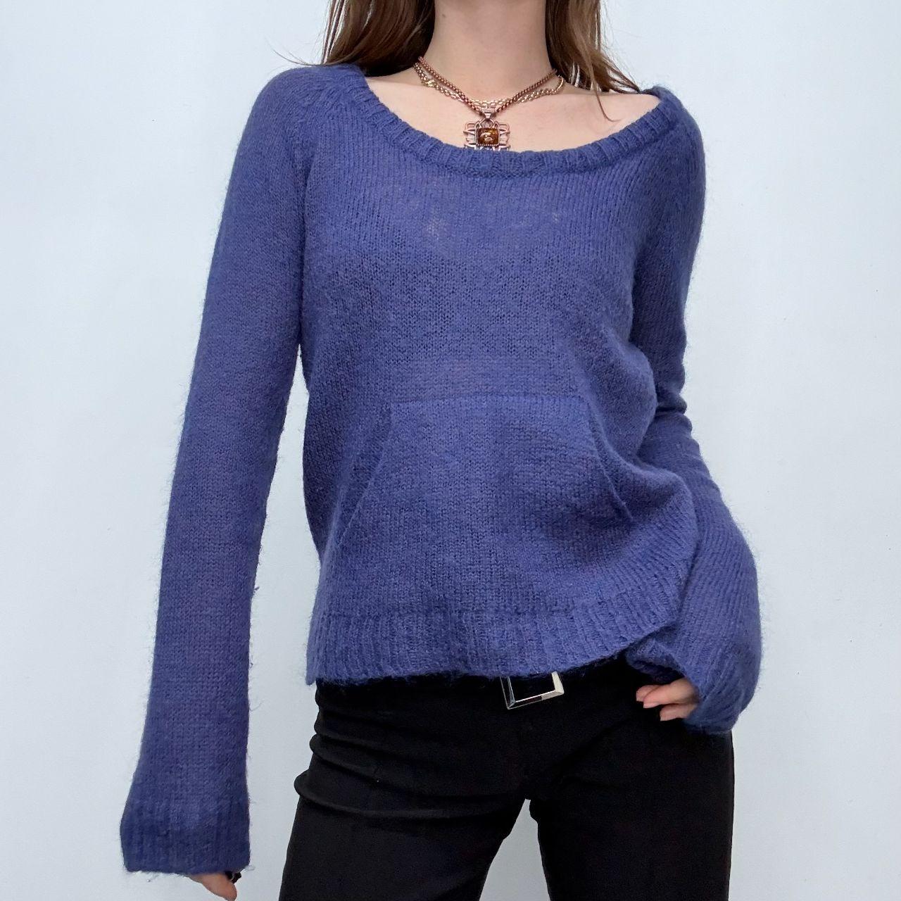 Sheer mohair knit blue jumper