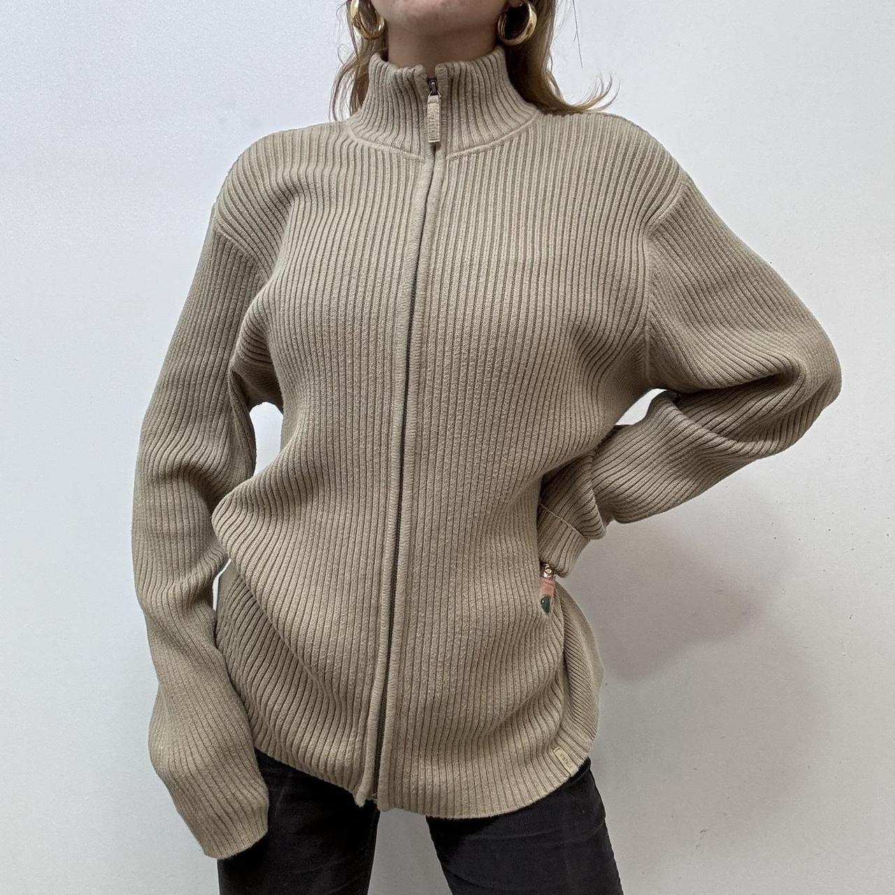 Brown slouchy ribbed cardigan