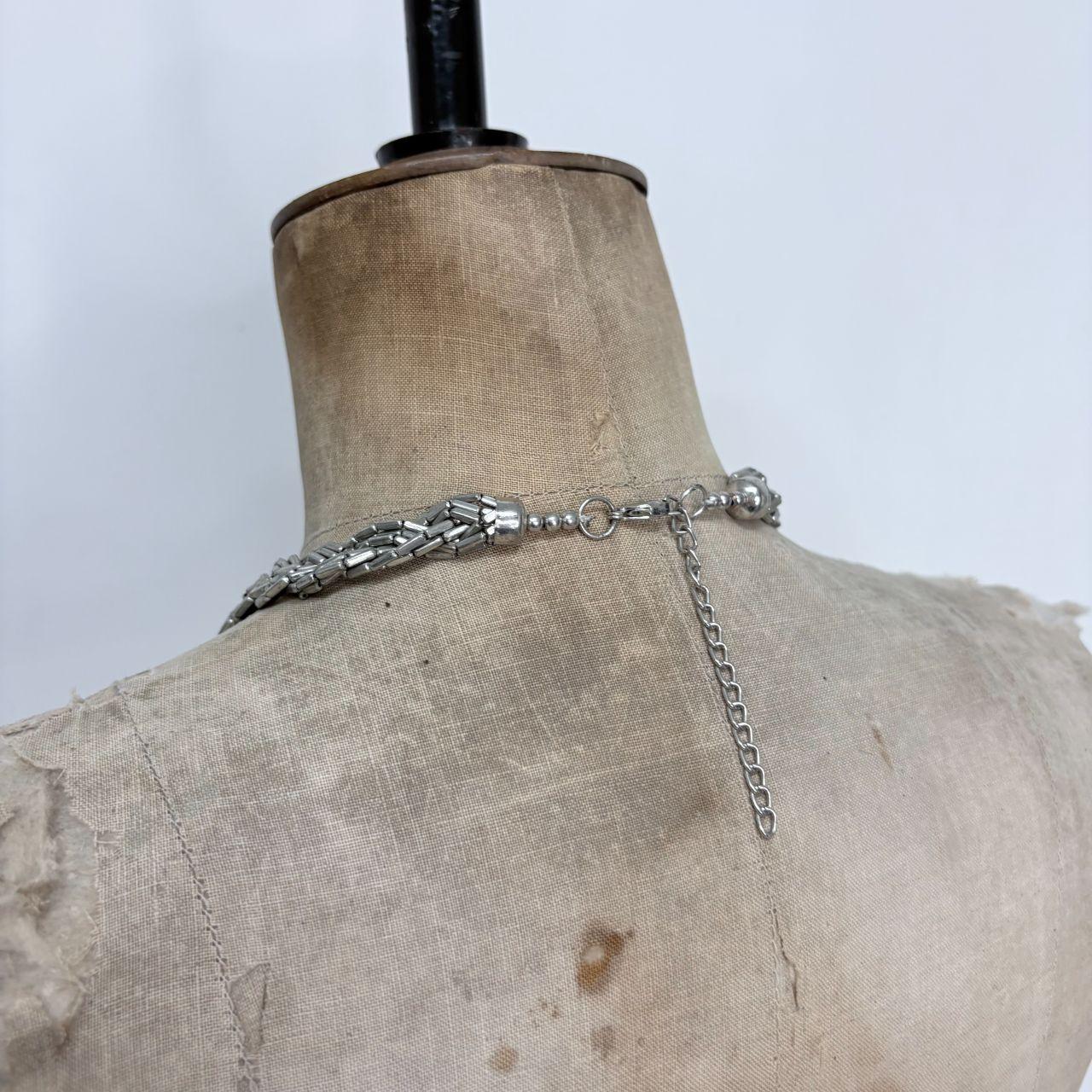 Silver beaded chain necklace
