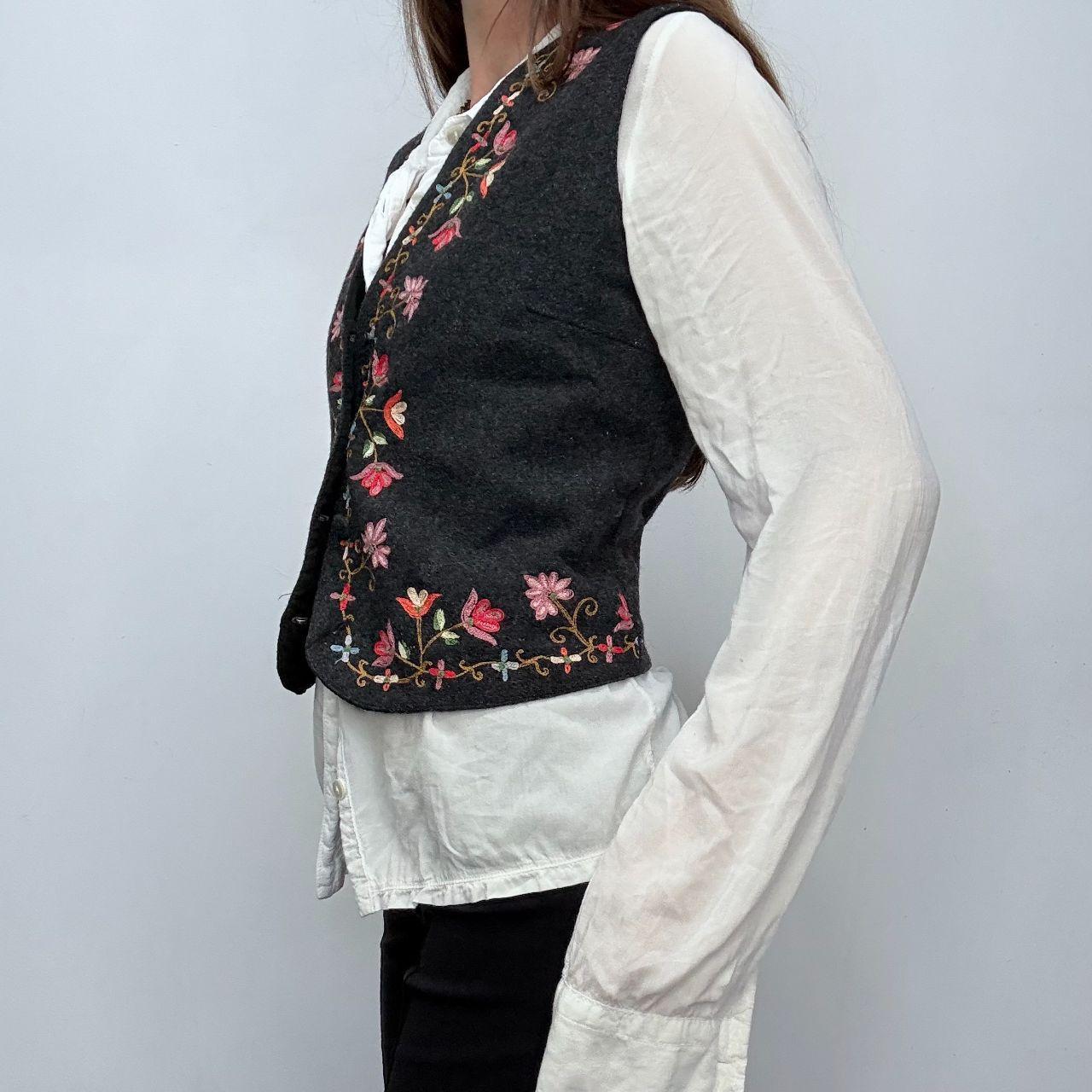 Floral embroidered boho waistcoat