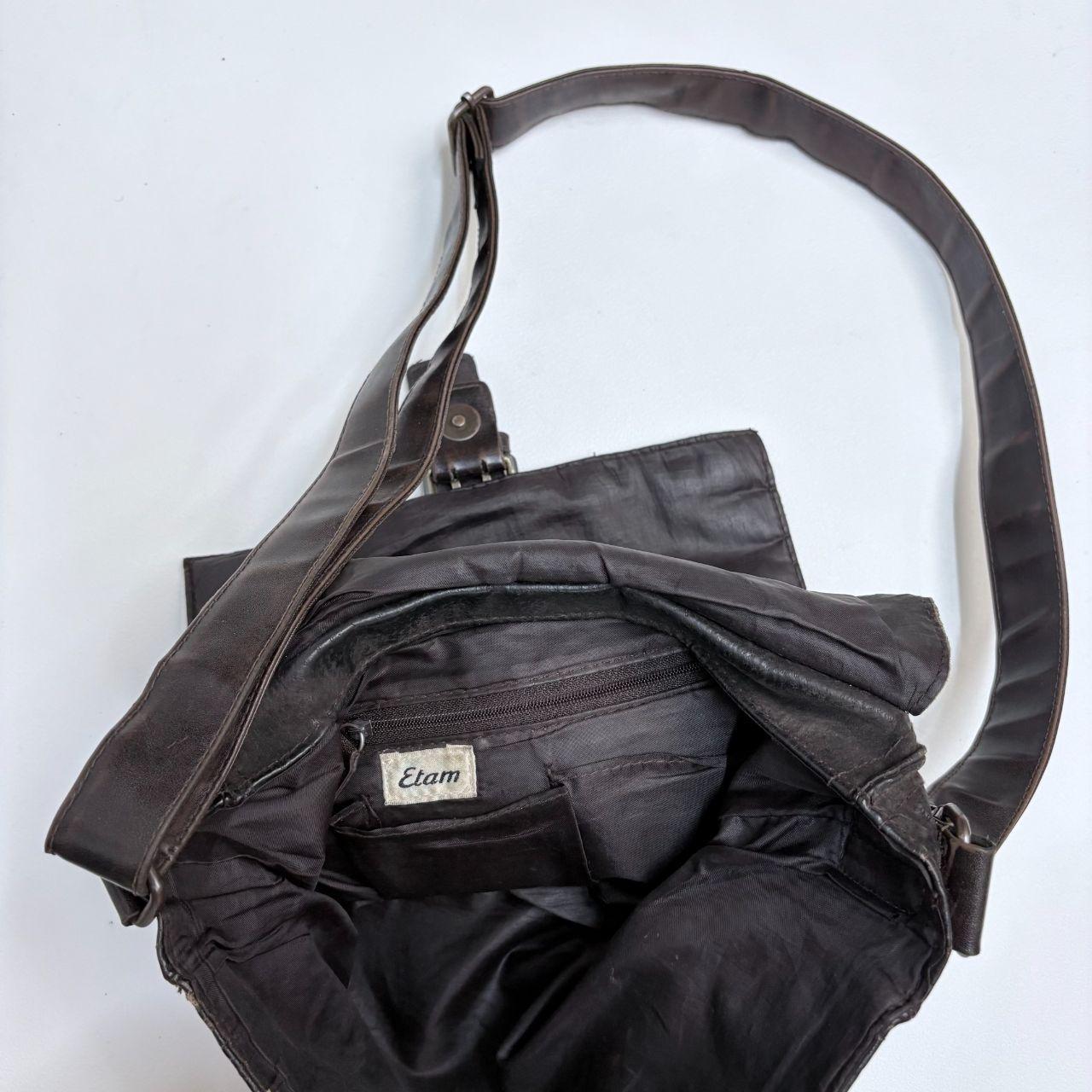 Brown leather grunge crossbody bag