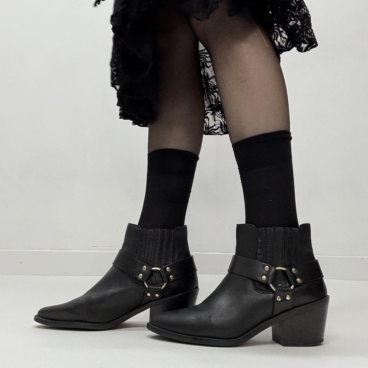 Black western studded biker boots