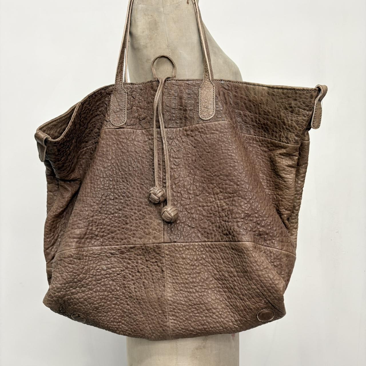 Large tan slouchy leather bag