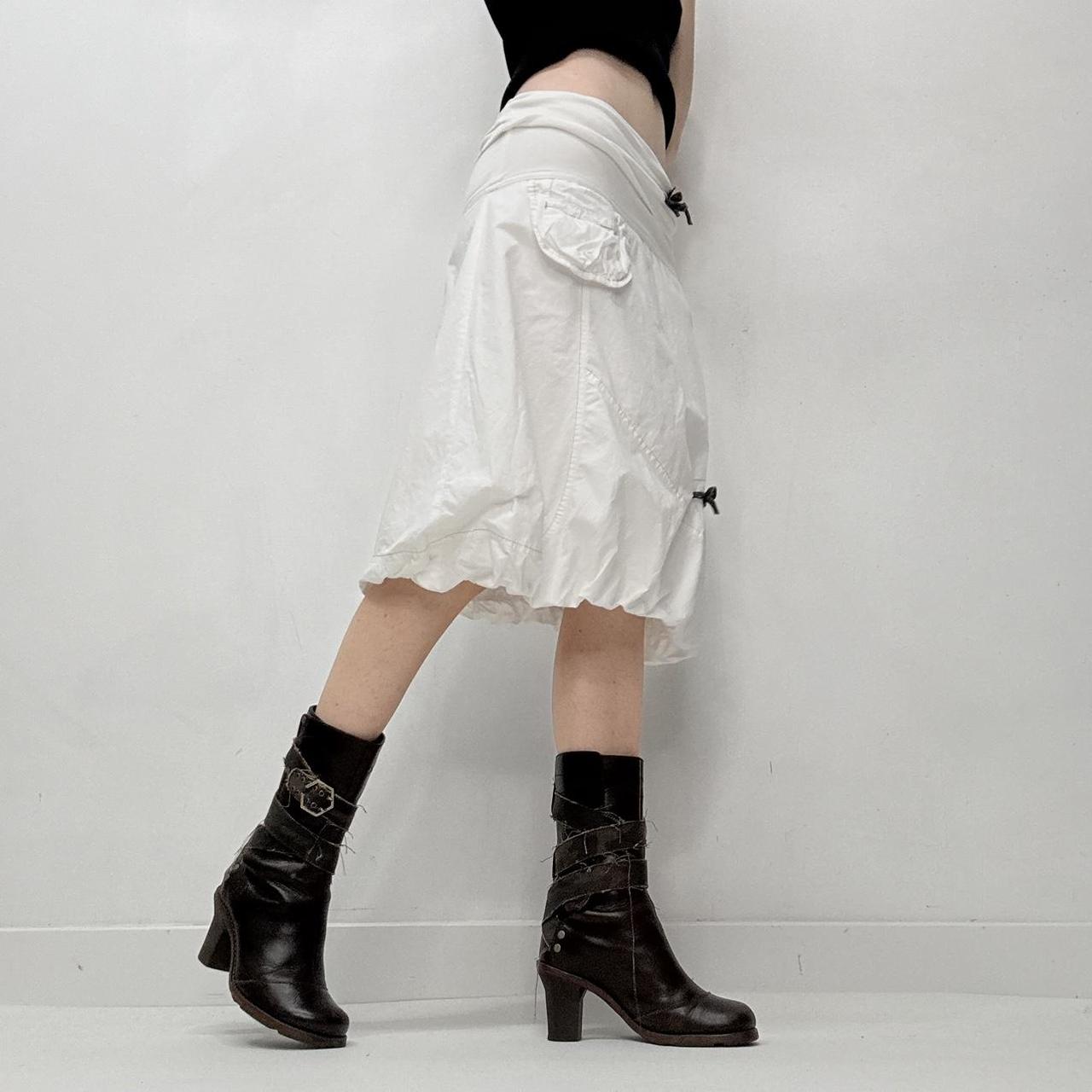 White puff foldover skirt
