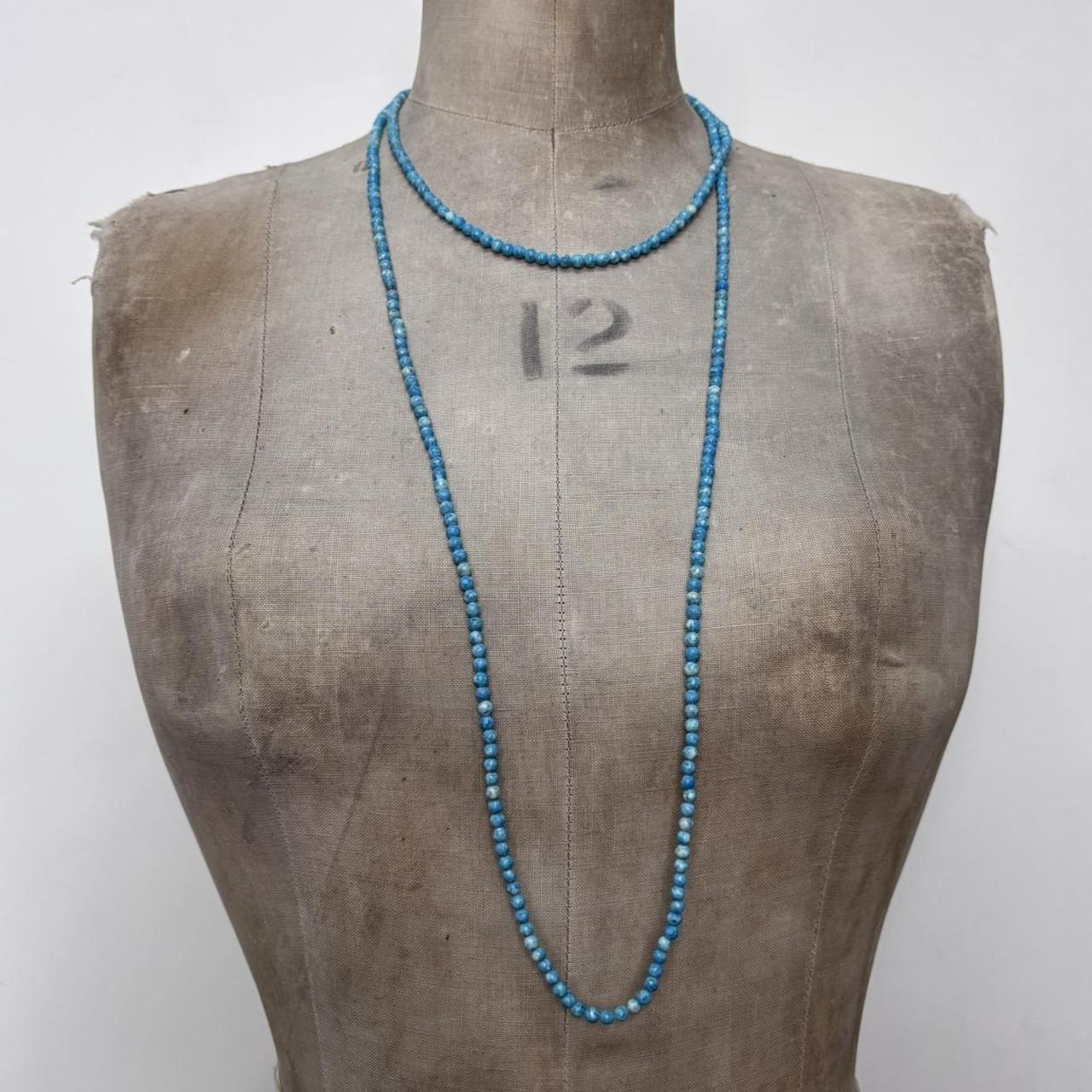 Long wrap turquoise gem necklace