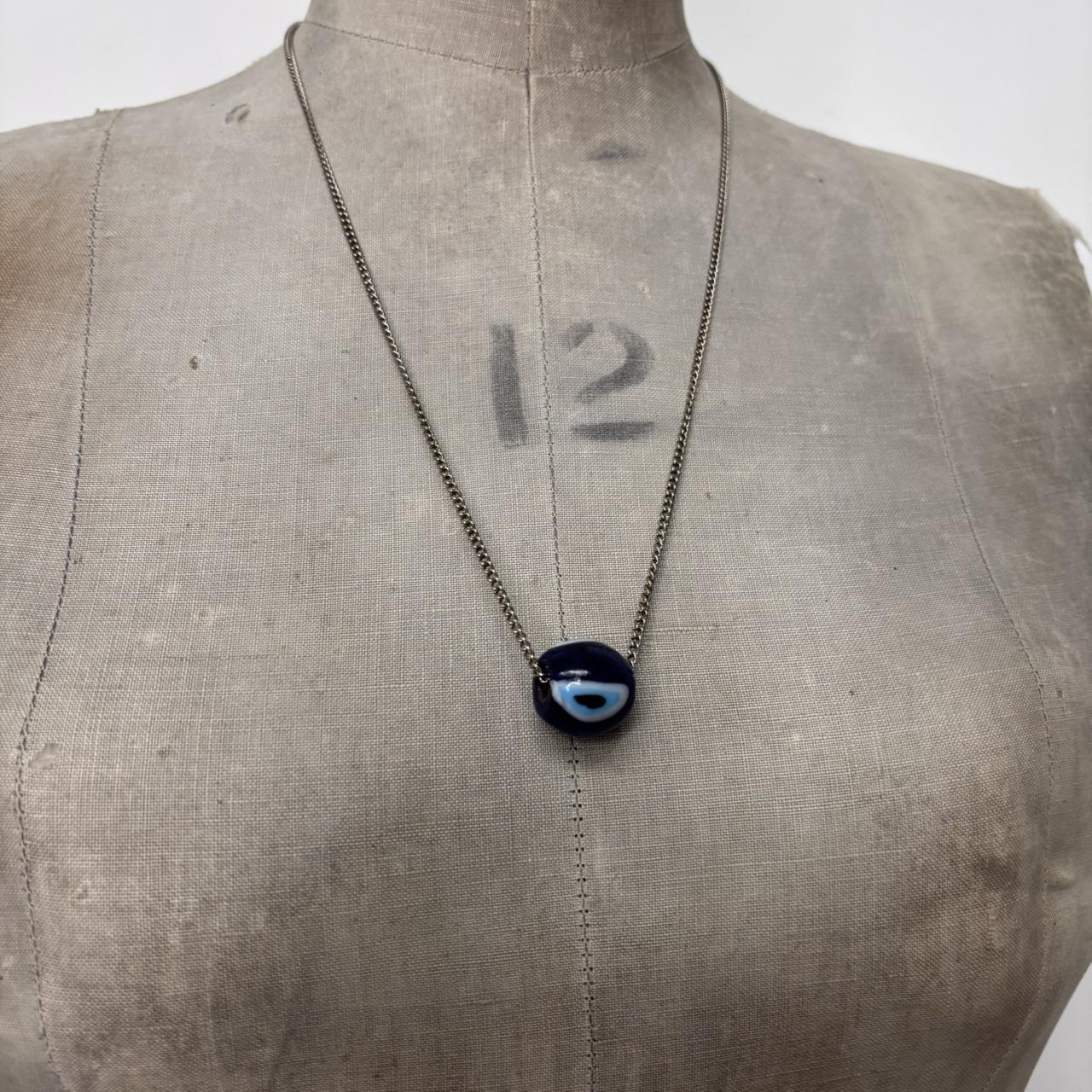 Long chain evil eye necklace