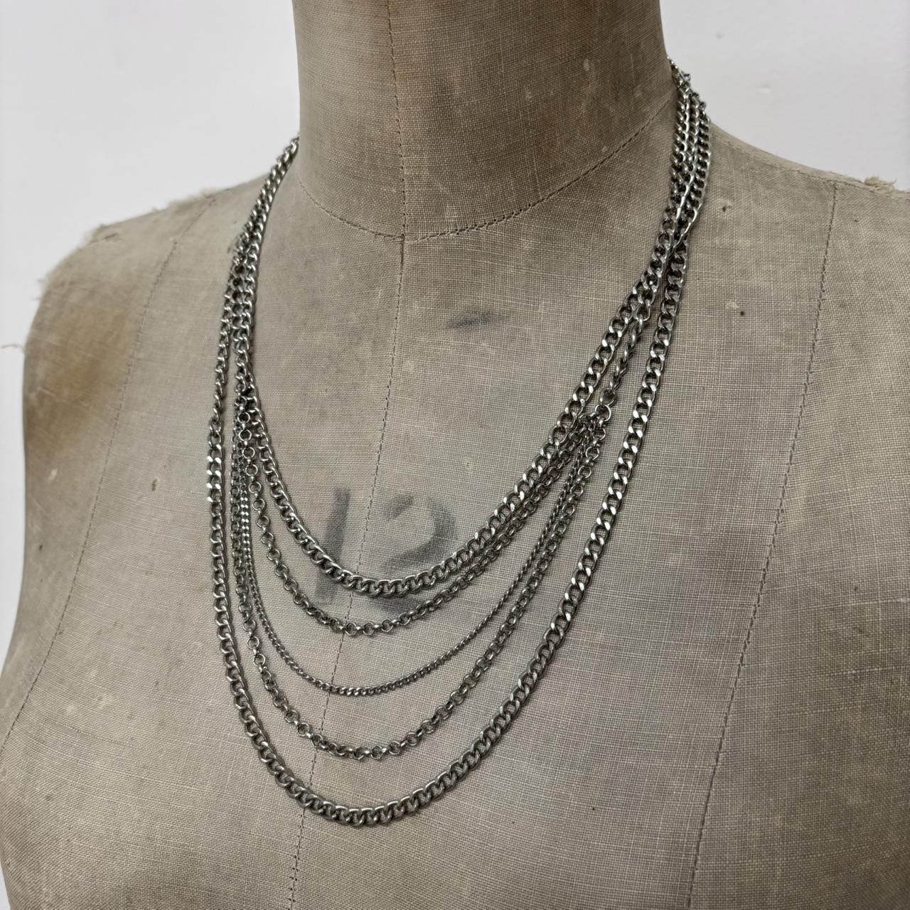 Silver chain long drape necklace