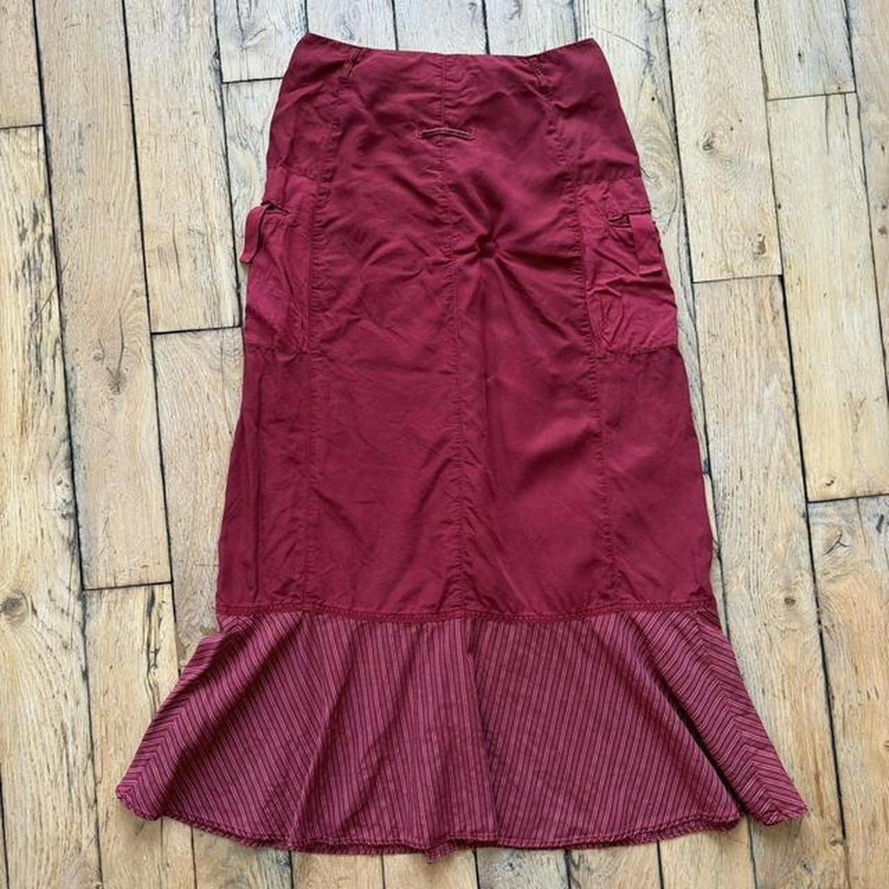 Red linen corset maxi skirt