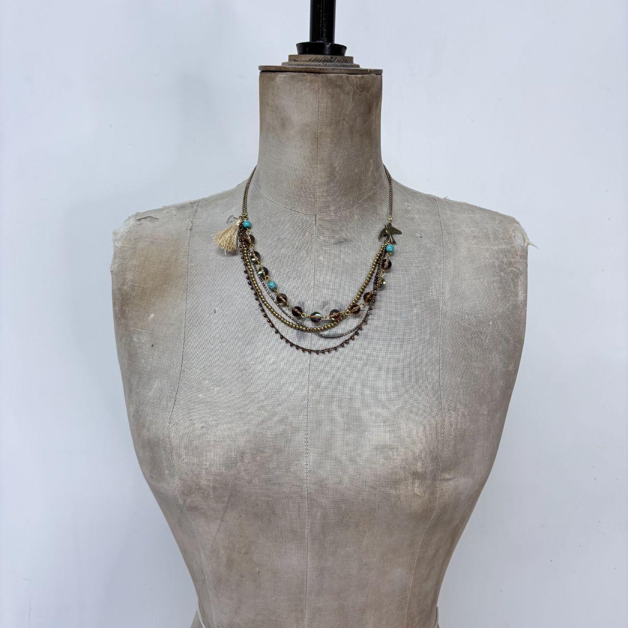 Layered chain bead necklace