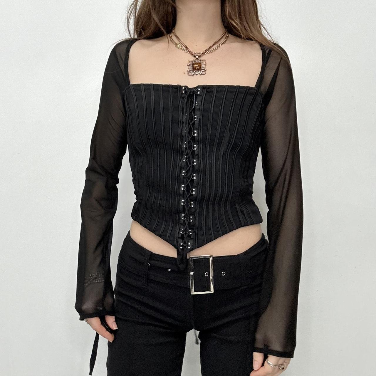 Black structured corset shirt