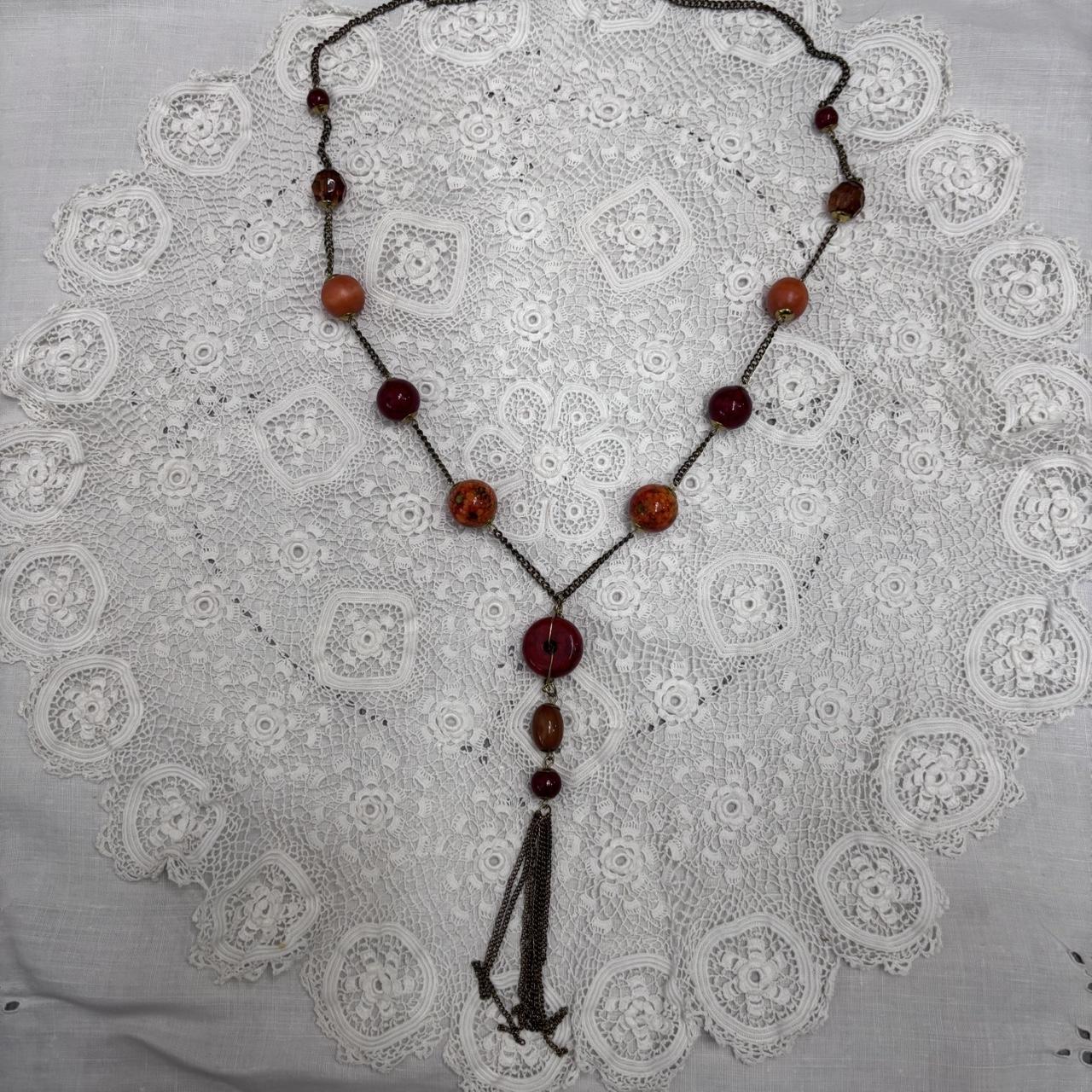 Long chain beaded necklace