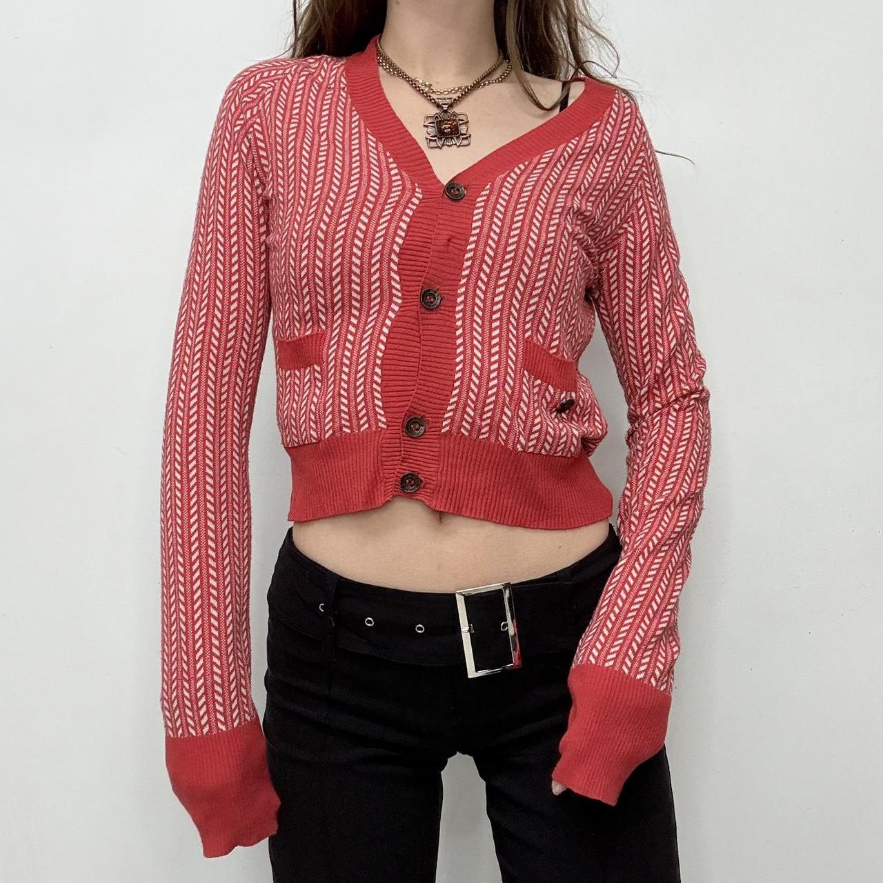 Red cropped slouchy diesel cardigan