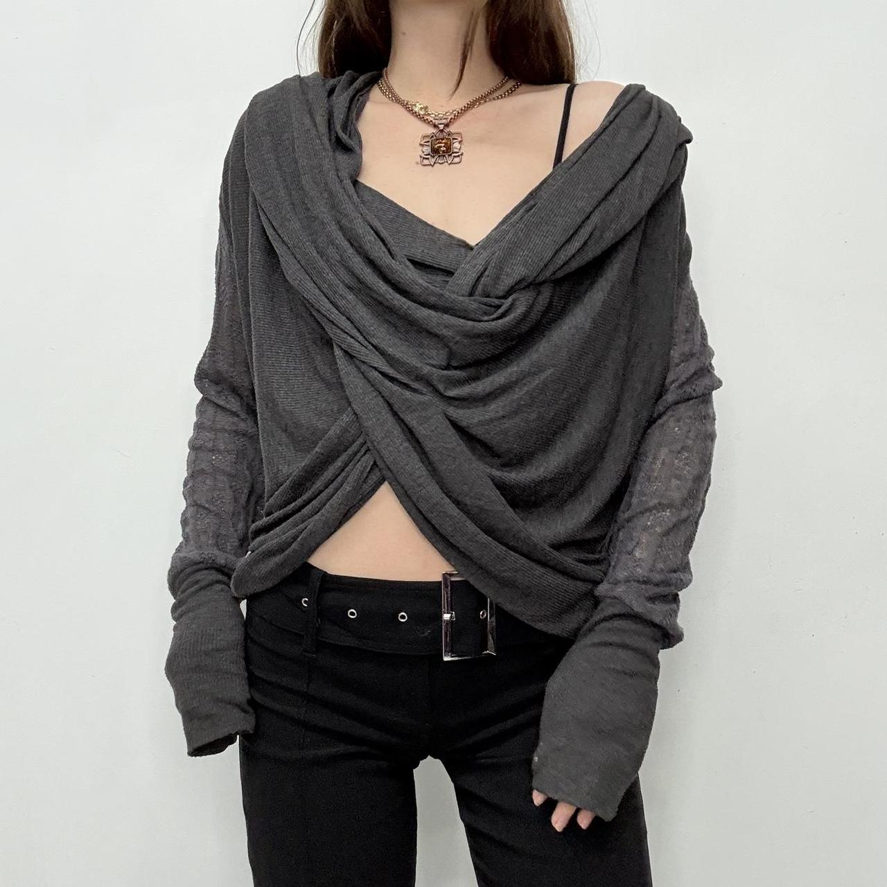 Slouchy grey draped jumper