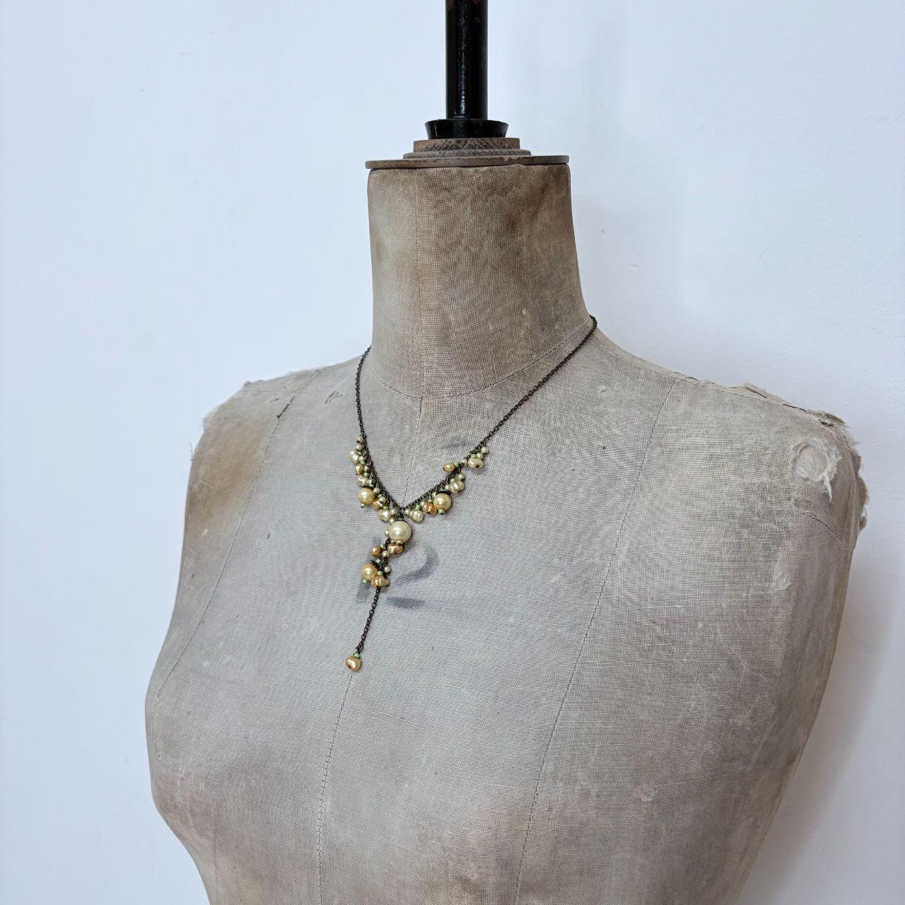 Pearl hanging draped boho chain necklace