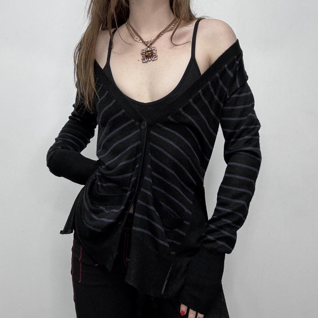 Slouchy striped knit cardigan