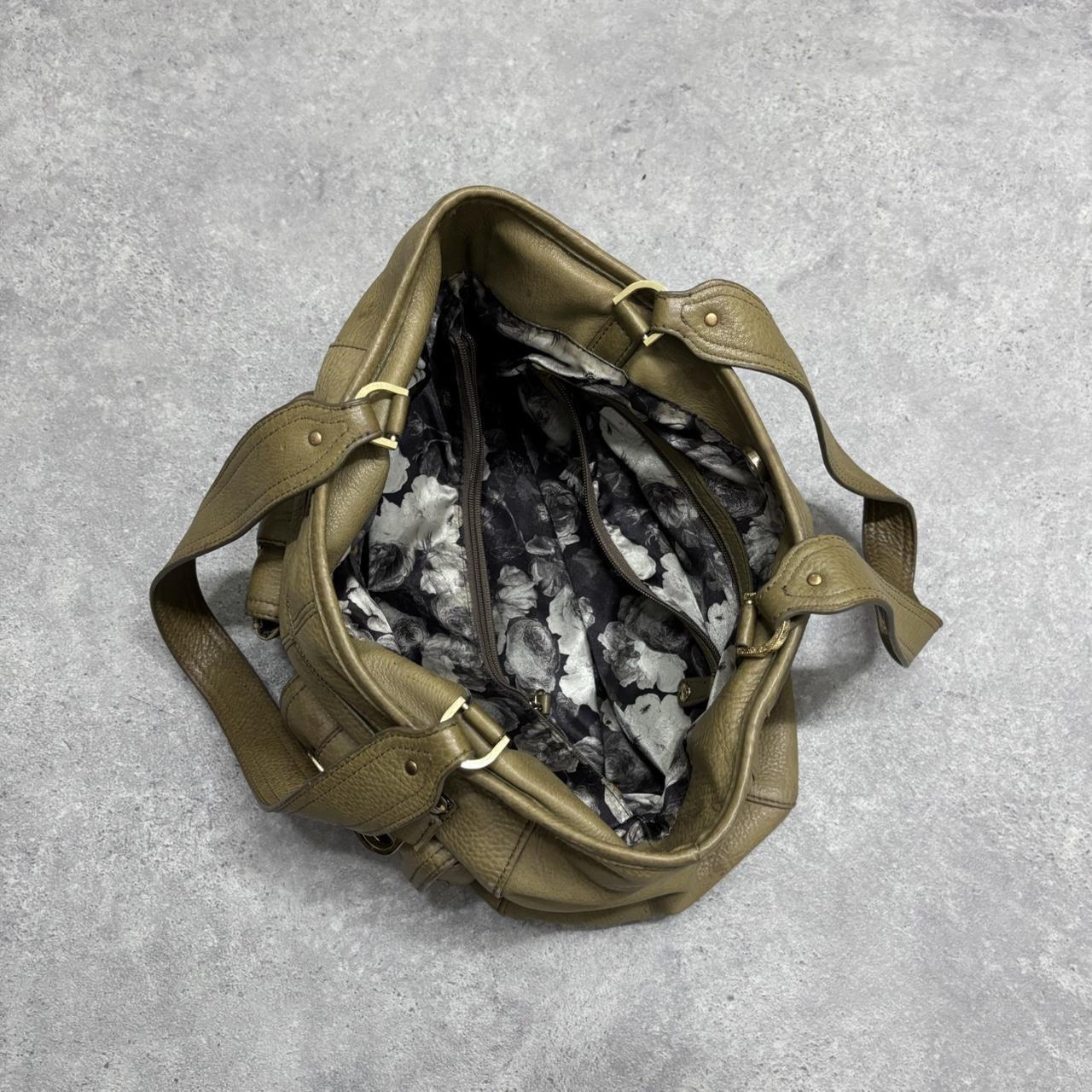 Khaki leather slouchy shoulder bag
