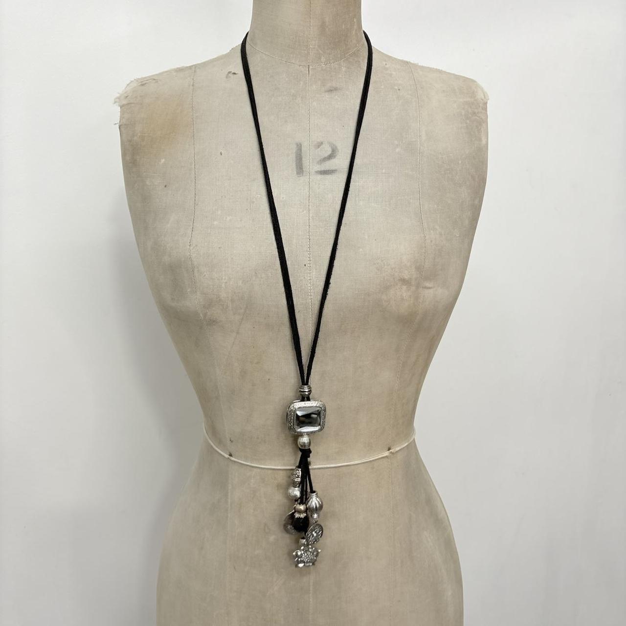Black long layered necklace