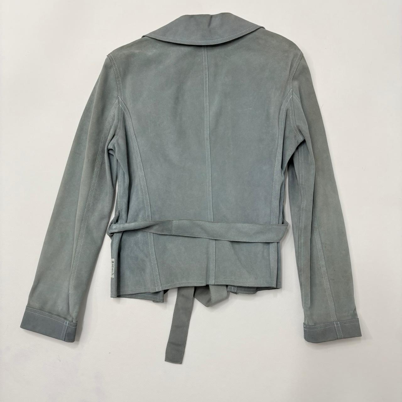 Slouchy pale blue suede coat