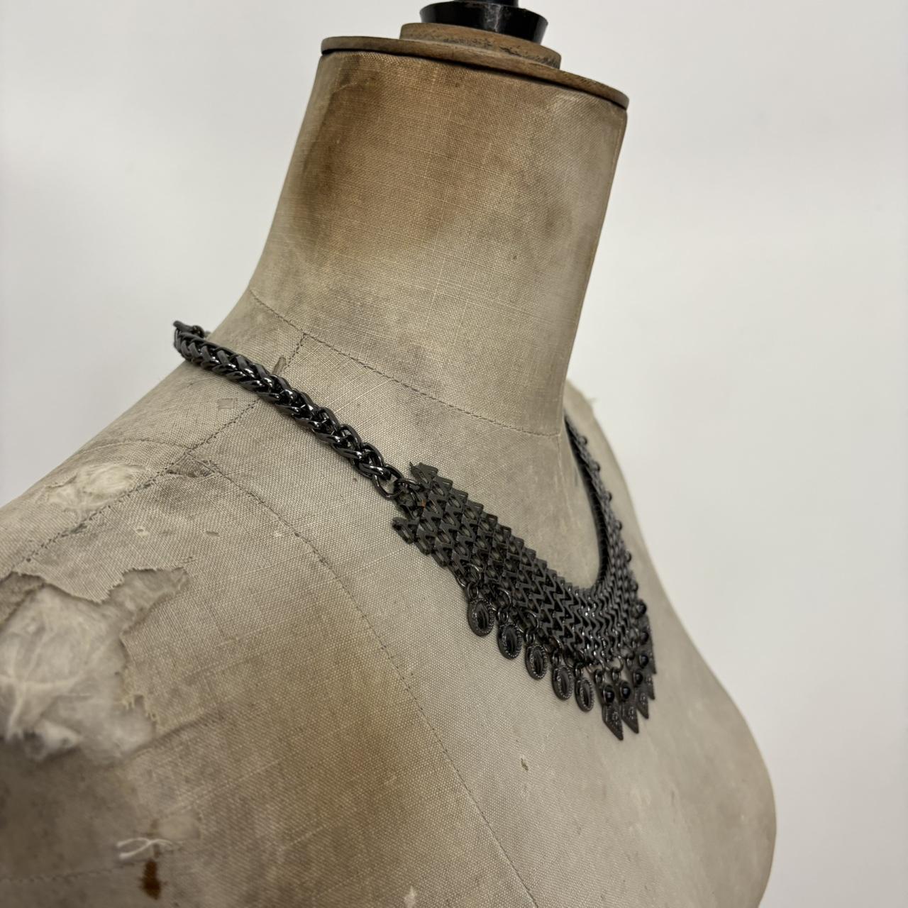 Chunky oversized dark silver necklace