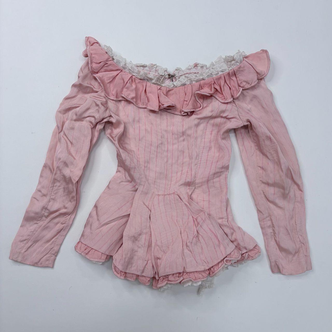 Antique pink ruffle flared shirt