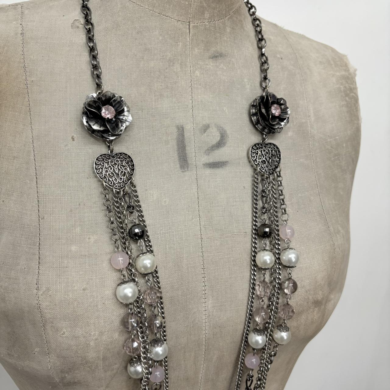 Silver metal layered necklace