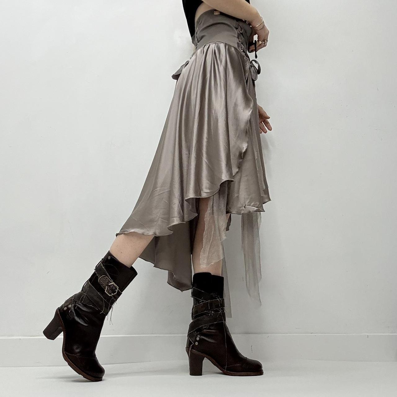 Floaty silk corset asymmetric skirt