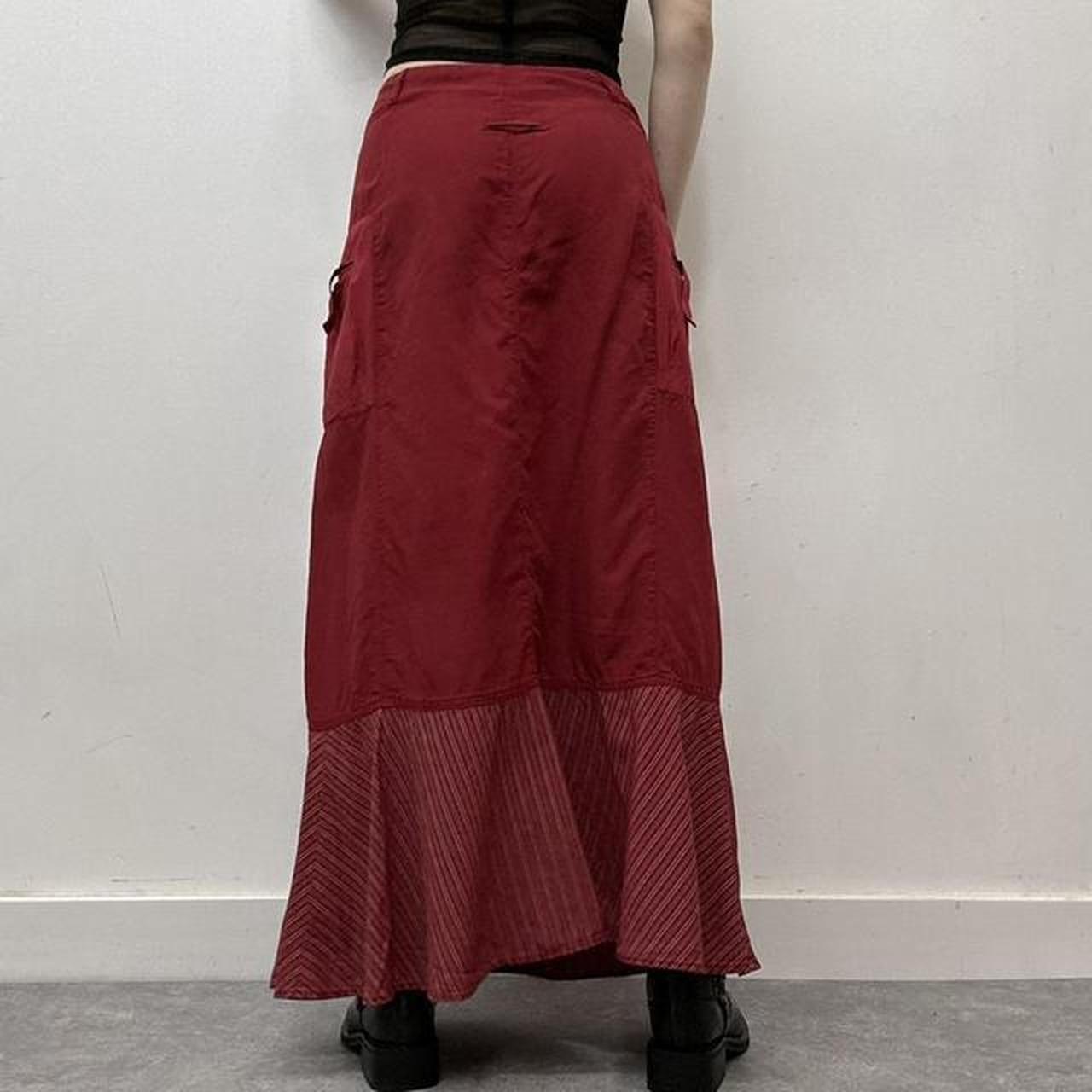 Red linen corset maxi skirt